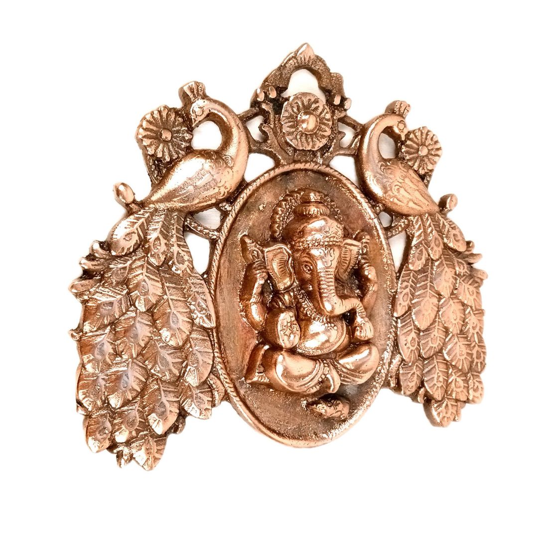 Ganesh Wall Hanging Idol | Lord Ganesha With Peacock Wall Statue Decor | Religious & Spiritual Wall Art - For Puja, Home & Entrance Living Room Decor & Gift - 9 Inch - Apkamart