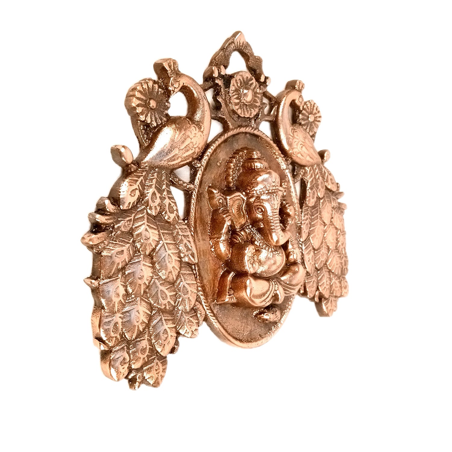 Ganesh Wall Hanging Idol | Lord Ganesha With Peacock Wall Statue Decor | Religious & Spiritual Wall Art - For Puja, Home & Entrance Living Room Decor & Gift - 9 Inch - Apkamart