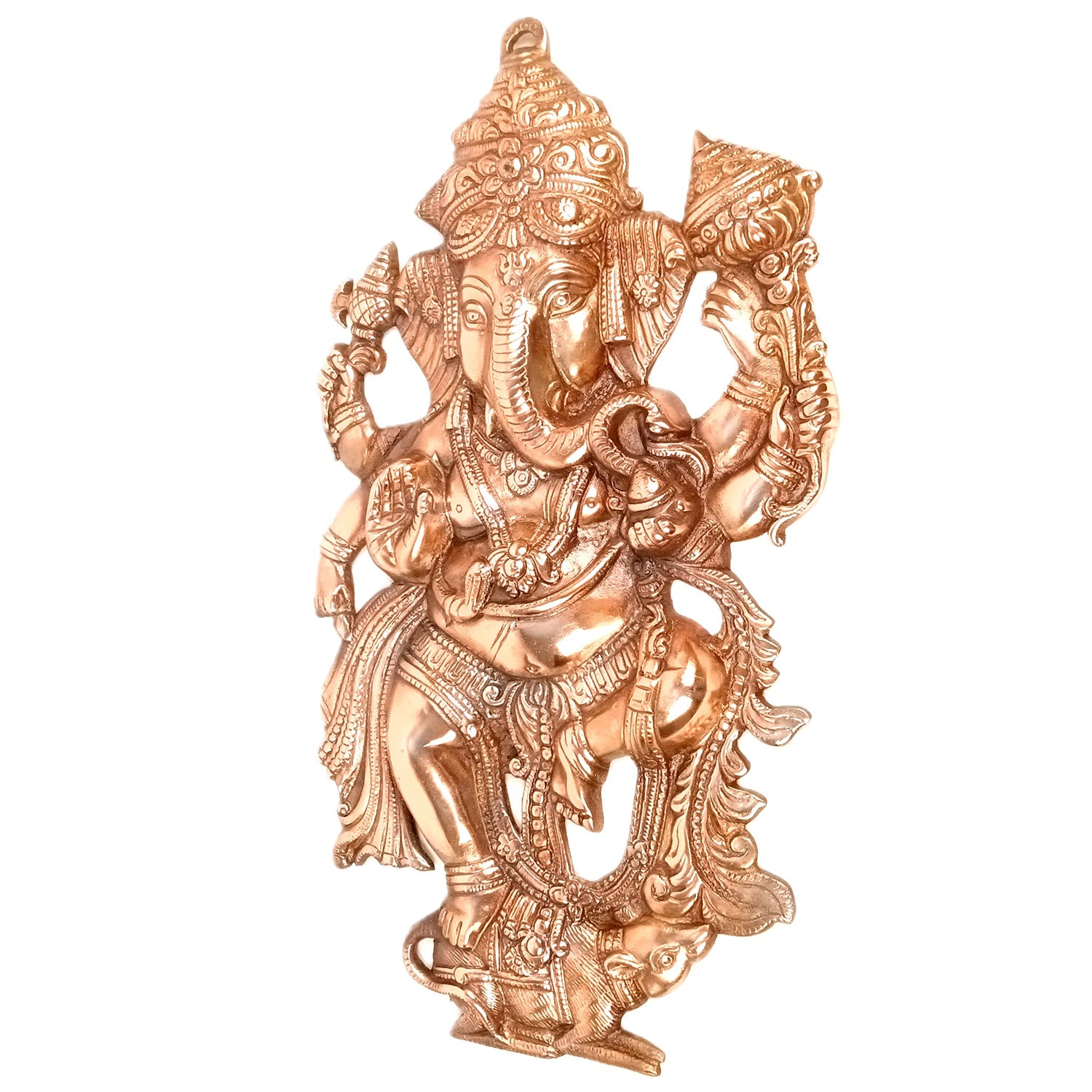 Ganesha Wall Hanging Idol | Large Lord Ganesh Standing on Mouse Mooshak / Khade Ganesh Ji Statue For Big Walls Decor - For Puja, Home & Entrance Living Room & Gift - 22 Inch - Apkamat