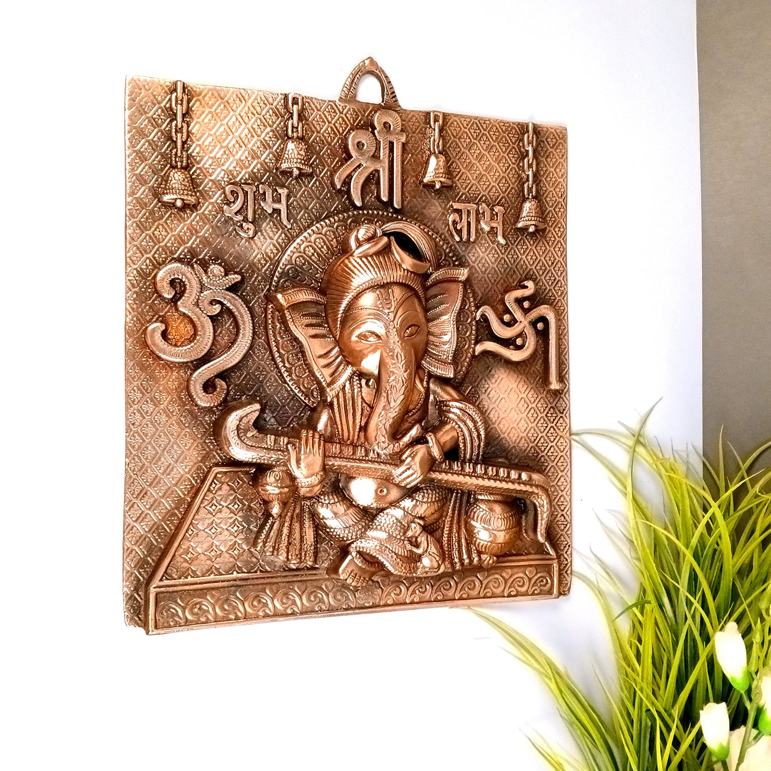 Ganesh Wall Hanging Statue | Ganesha Playing Sitar / Veena Wall Idol for Puja, Home, Living Room Decor | Diwali & Housewarming Gift - 16 Inch - Apkamart