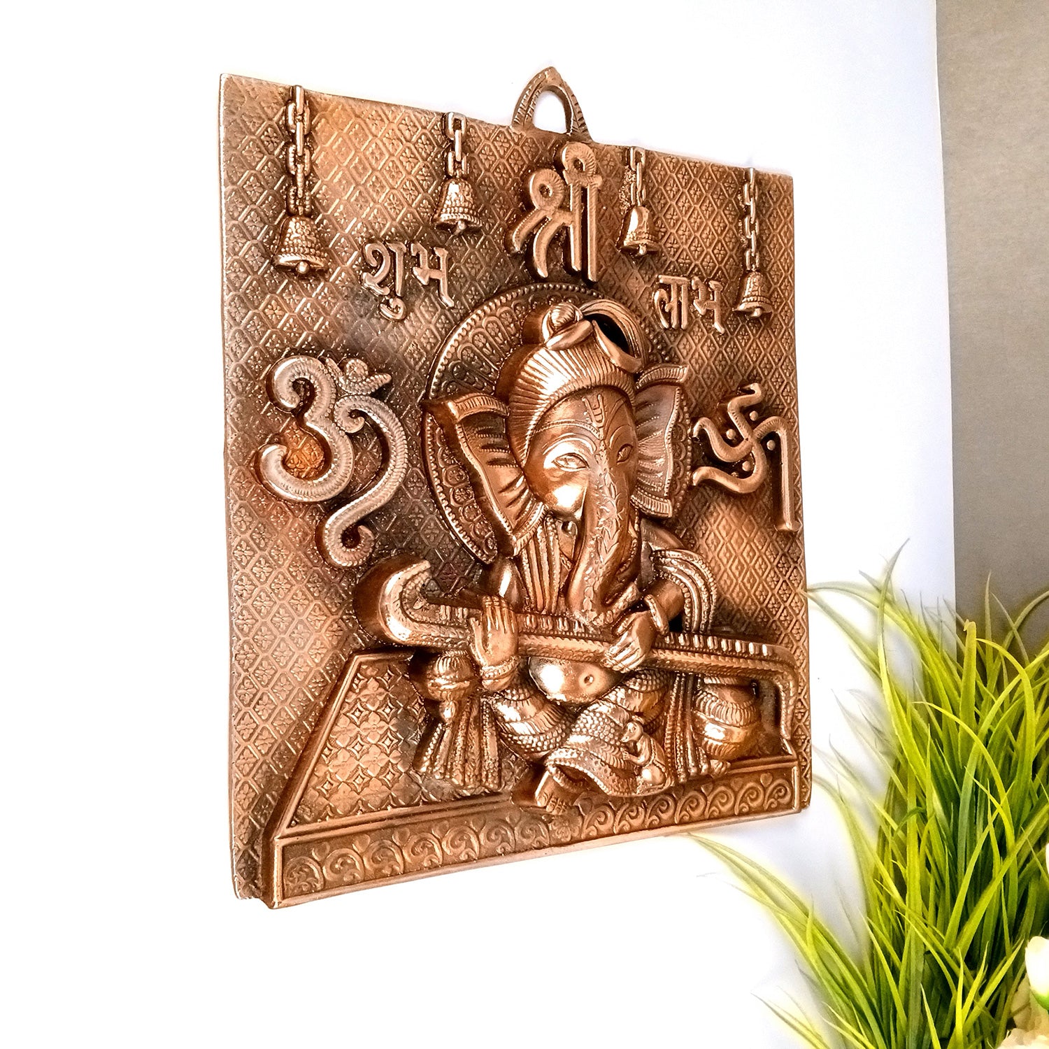 Ganesh Wall Hanging Statue | Ganesha Playing Sitar / Veena Wall Idol for Puja, Home, Living Room Decor | Diwali & Housewarming Gift - 16 Inch - Apkamart