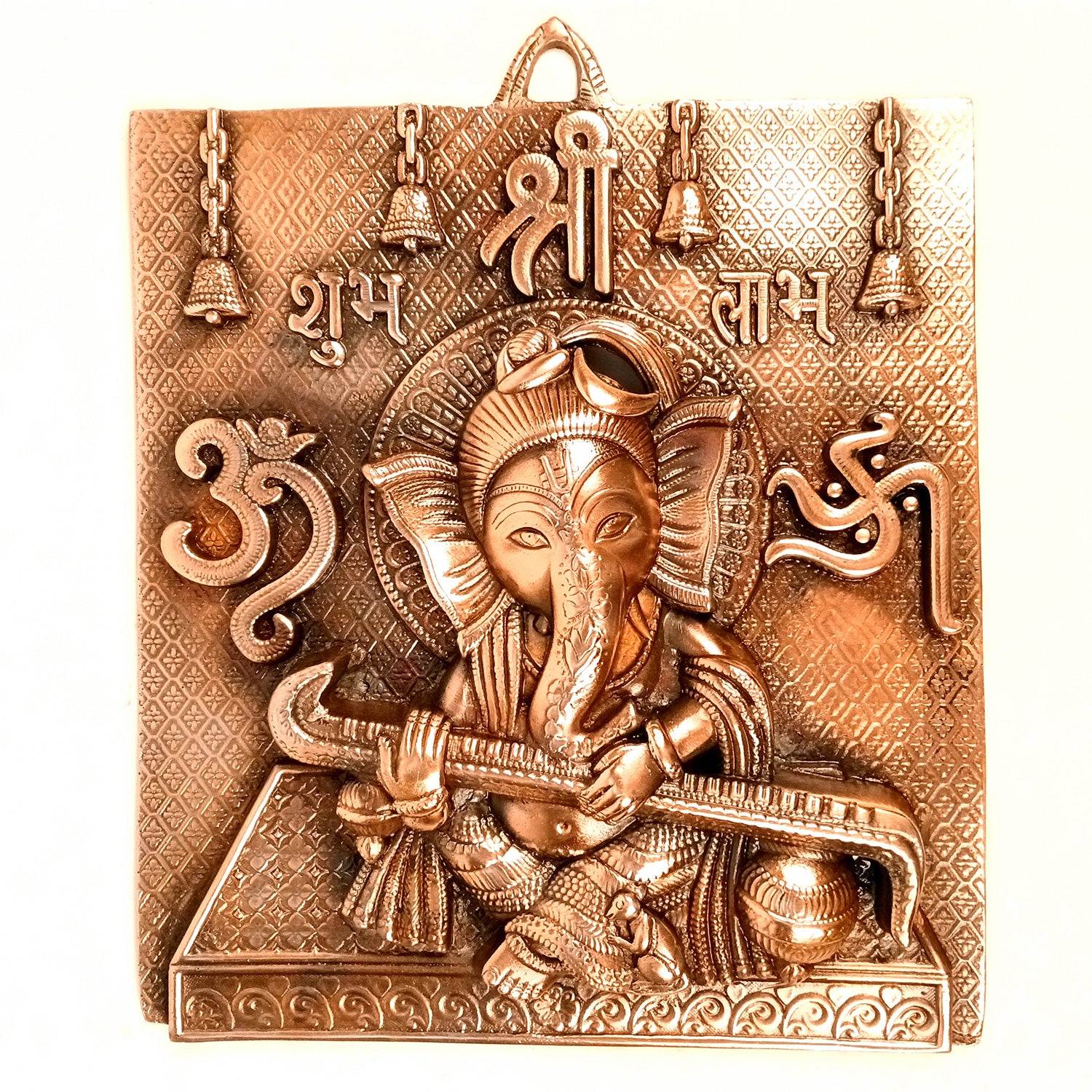 Ganesh Wall Hanging Statue | Ganesha Playing Sitar / Veena Wall Idol for Puja, Home, Living Room Decor | Diwali & Housewarming Gift - 16 Inch - Apkamart