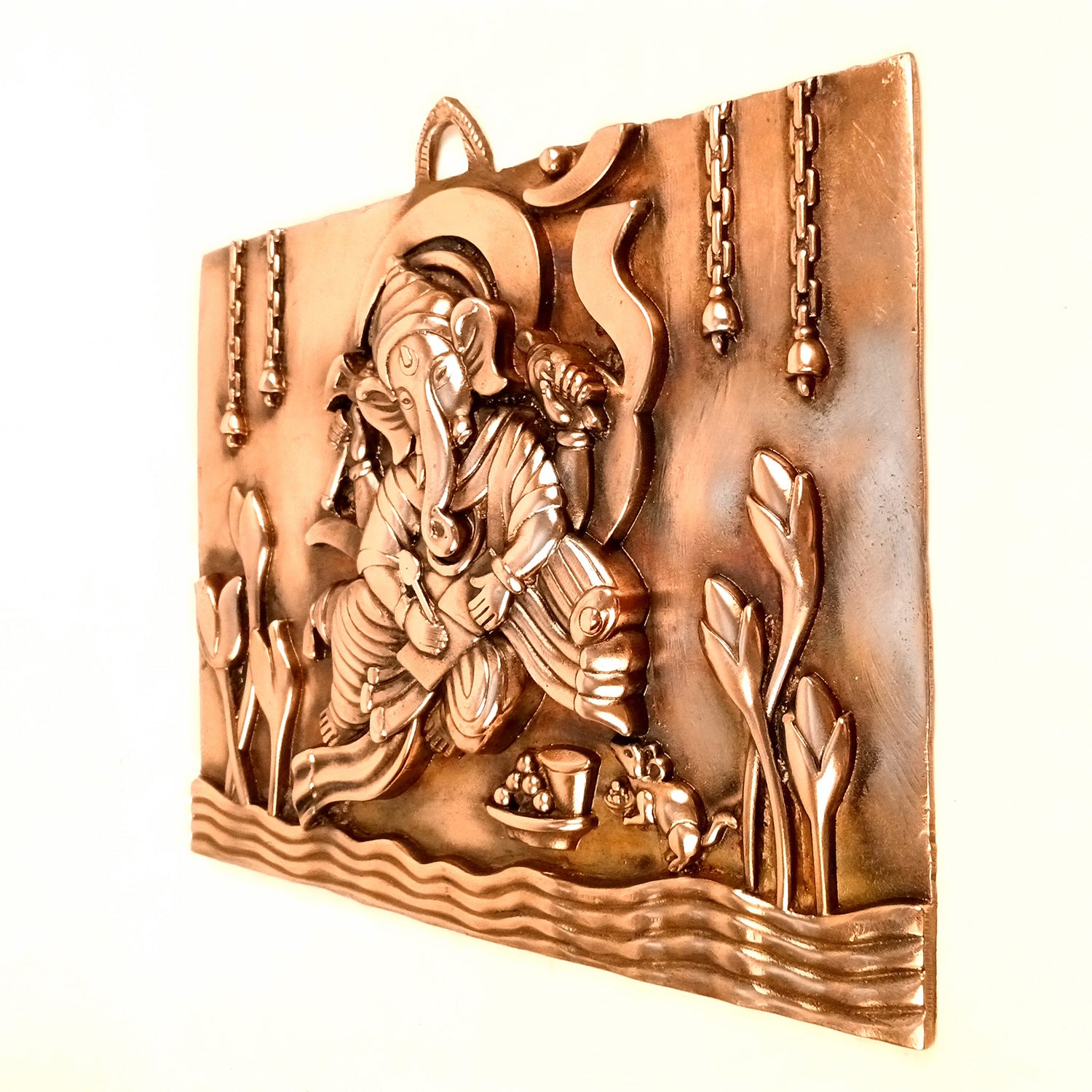 Ganesh Wall Hanging Statue | Ganesha Writing Book Wall Idol for Puja, Home, Living Room Decor | Diwali & Housewarming Gift - 16 Inch - Apkamart #Style_Design 1