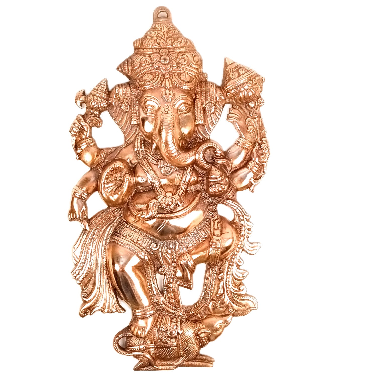 Ganesha Wall Hanging Idol | Large Lord Ganesh Standing on Mouse Mooshak / Khade Ganesh Ji Statue For Big Walls Decor - For Puja, Home & Entrance Living Room & Gift - 22 Inch - Apkamat