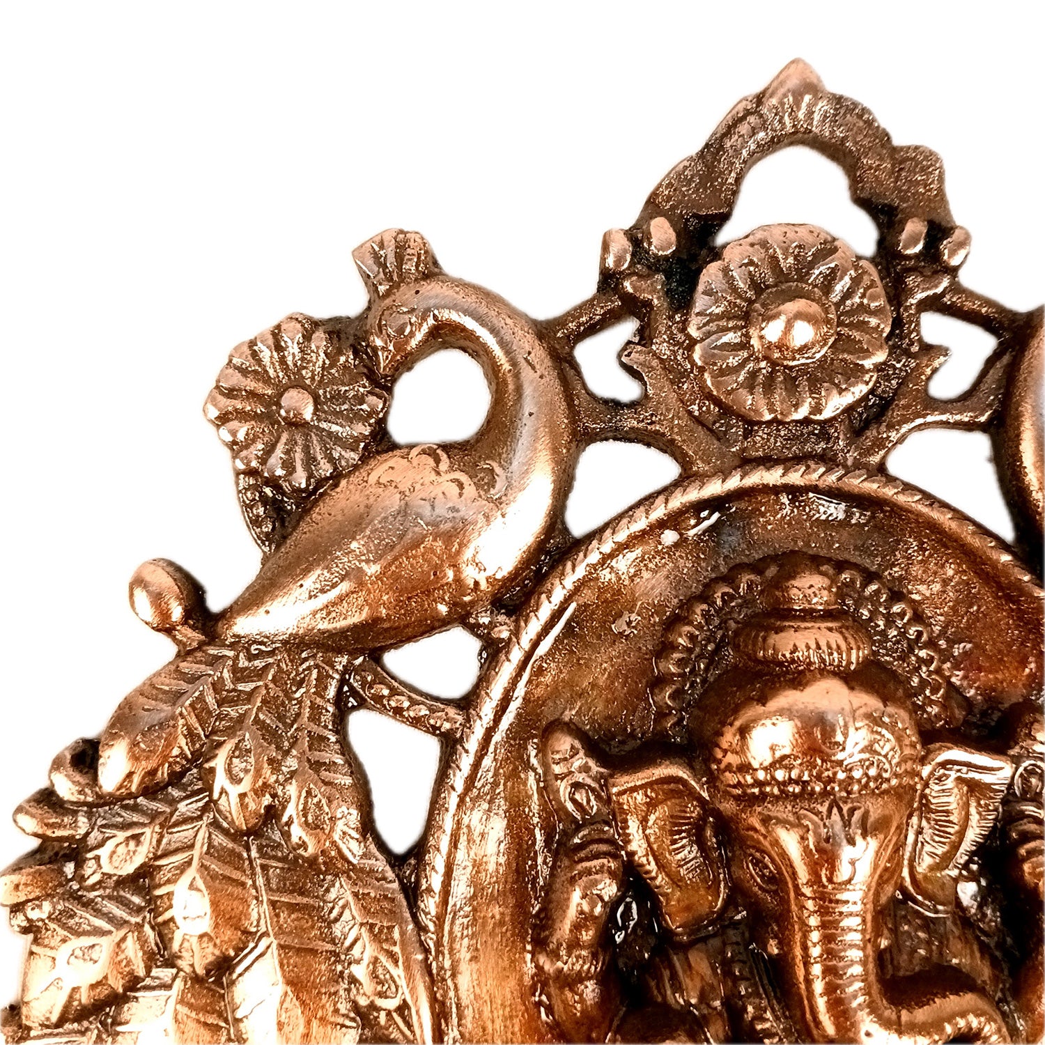 Ganesh Wall Hanging Idol | Lord Ganesha With Peacock Wall Statue Decor | Religious & Spiritual Wall Art - For Puja, Home & Entrance Living Room Decor & Gift - 9 Inch - Apkamart