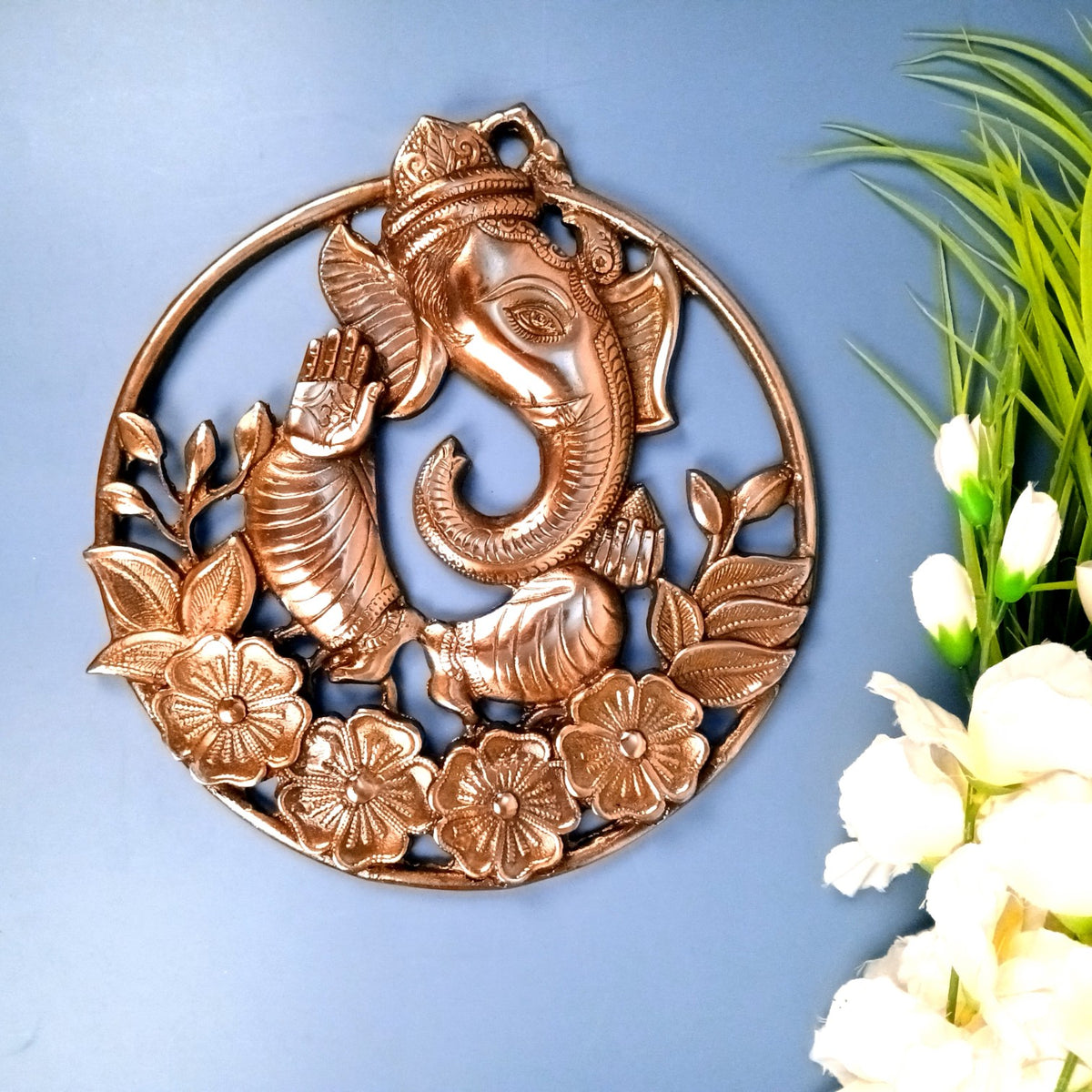 Ganesh Ji Copper Wall Hanging – Spiritual Metal Wall Décor for Home ...