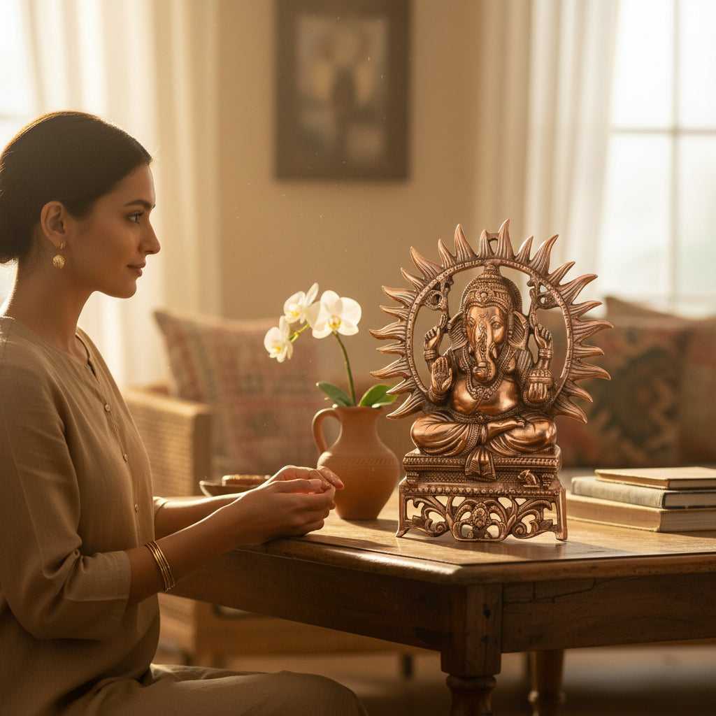 Lord Ganesh Wall Hanging | Ganpati Metal Idol Wall Decor for Home Entrance, Pooja Room, Living Room & Office | Auspicious Vastu Gift for Diwali & Housewarming - 16 Inch - Apkamart