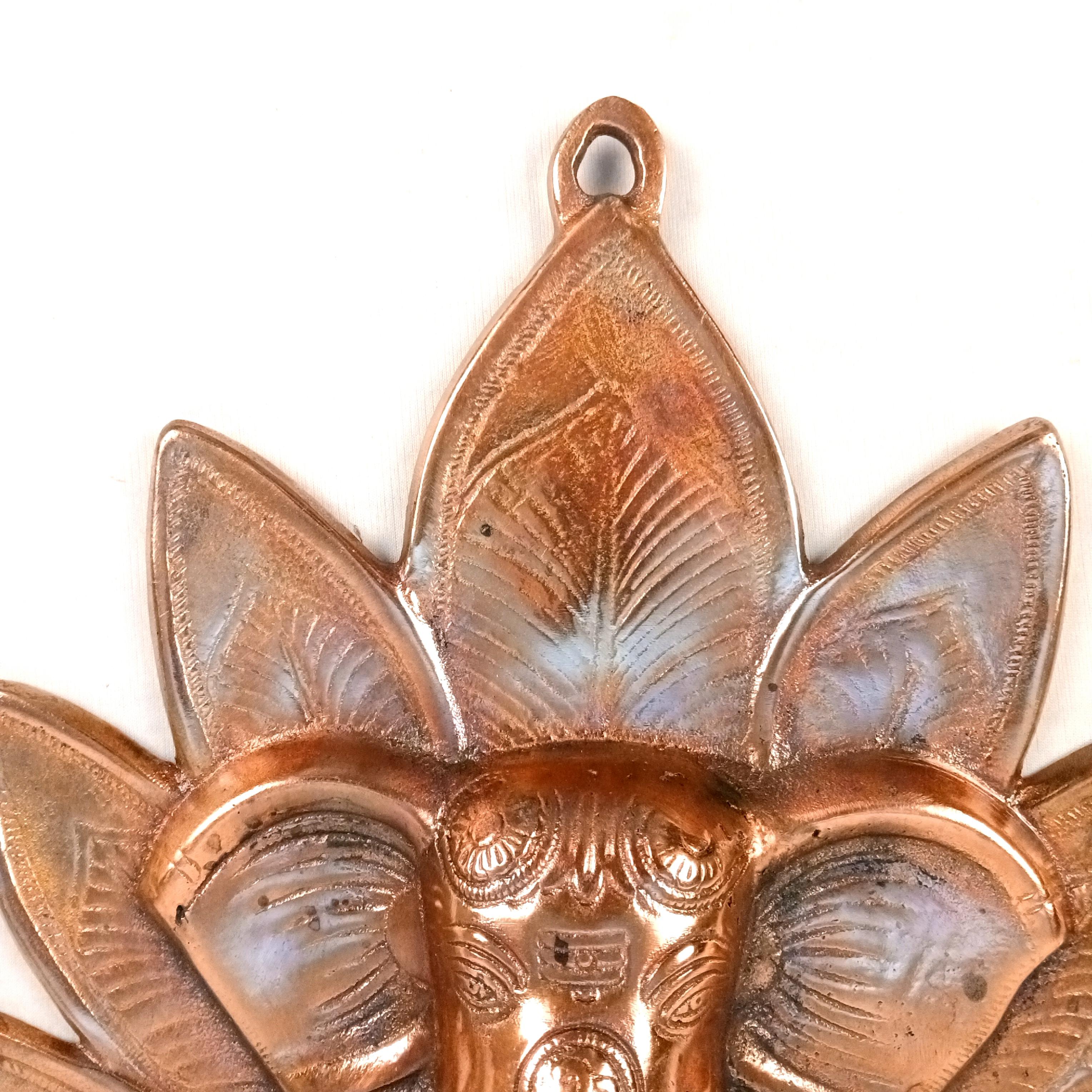 Goddess Lord Ganesh Wall Hanging | Ganpati Alloy Metal Idol in Lotus | Religious Wall Décor for Home Entrance, Pooja Room, Office & Vastu | Auspicious Gift - 16 Inch - Apkamart