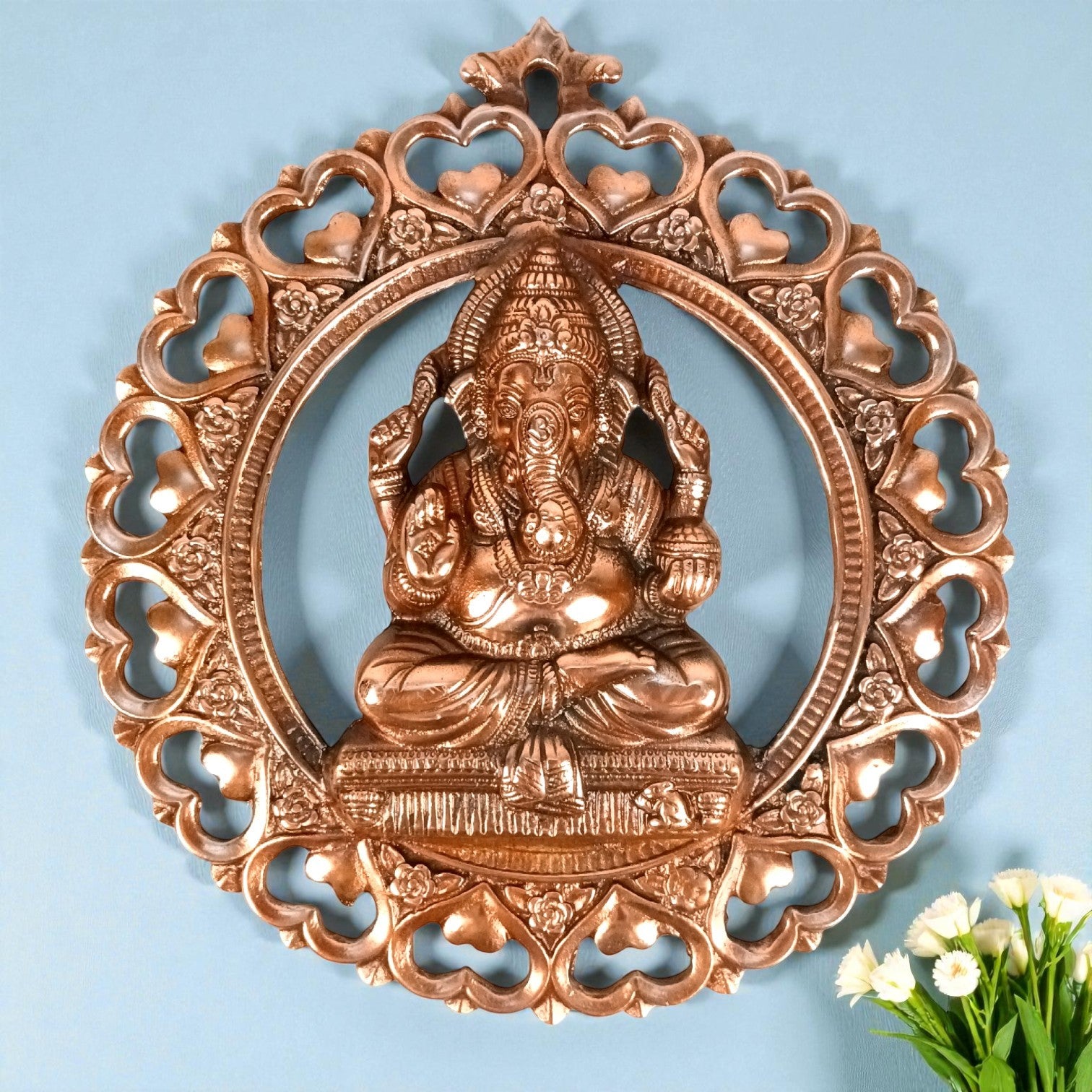 Ganesh Wall Hanging | Handcrafted Ganesha Idol for Home, Temple & Office | Spiritual Decorative Wall Art for Positivity & Prosperity - 13 Inch - Apkamart