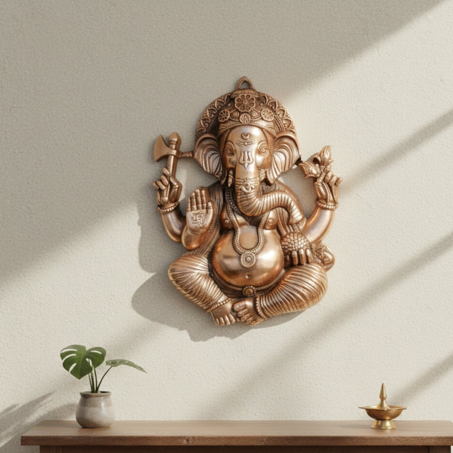 Lord Ganesh Wall Hanging Idol | Ganesha Wall Idol for Home, Living Room, Entrance, Main Door | Ganesh Wall Art for Religious & Spiritual Decor | Diwali & Housewarming Gift - 22 Inch - Apkamart
