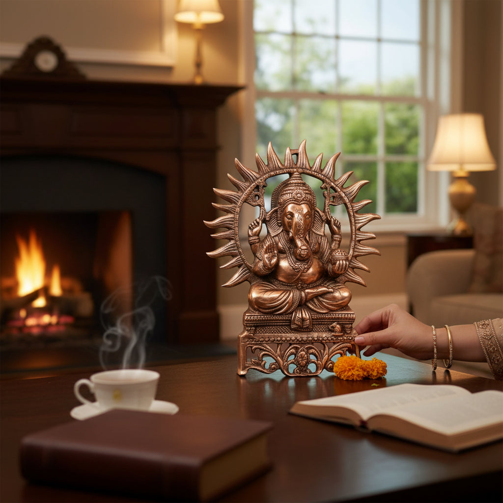 Lord Ganesh Wall Hanging | Ganpati Metal Idol Wall Decor for Home Entrance, Pooja Room, Living Room & Office | Auspicious Vastu Gift for Diwali & Housewarming - 16 Inch - Apkamart