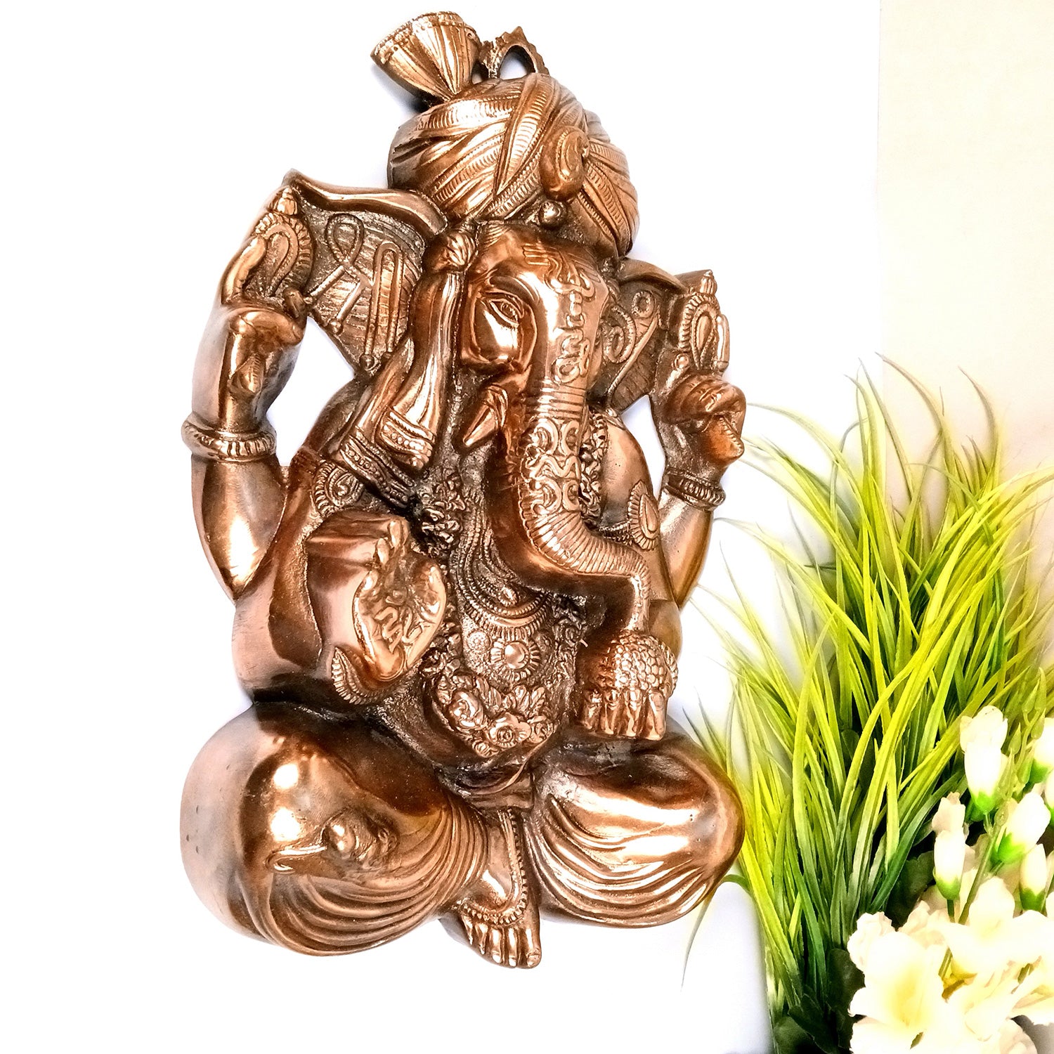 Lord Ganesh Wall Hanging Idol | Ganesha Wall Idol Big Size - for Home, Living Room, Entrance, Main Door | Metal Ganesh Wall Art for Religious & Spiritual Decor | Diwali & Housewarming Gift - 21 Inch - Apkamart