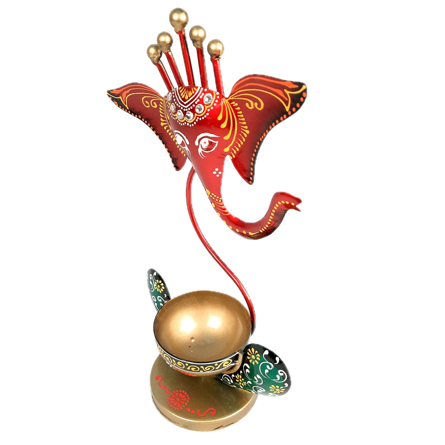 Candle TeaLight Holder - Ganesha Design | Tea Light Candle Stand - For Home, Table, Living Room, Dining room, Bedroom Decor | For Diwali Decoration & Gifts - 11 Inch - apkamart #Color_Red