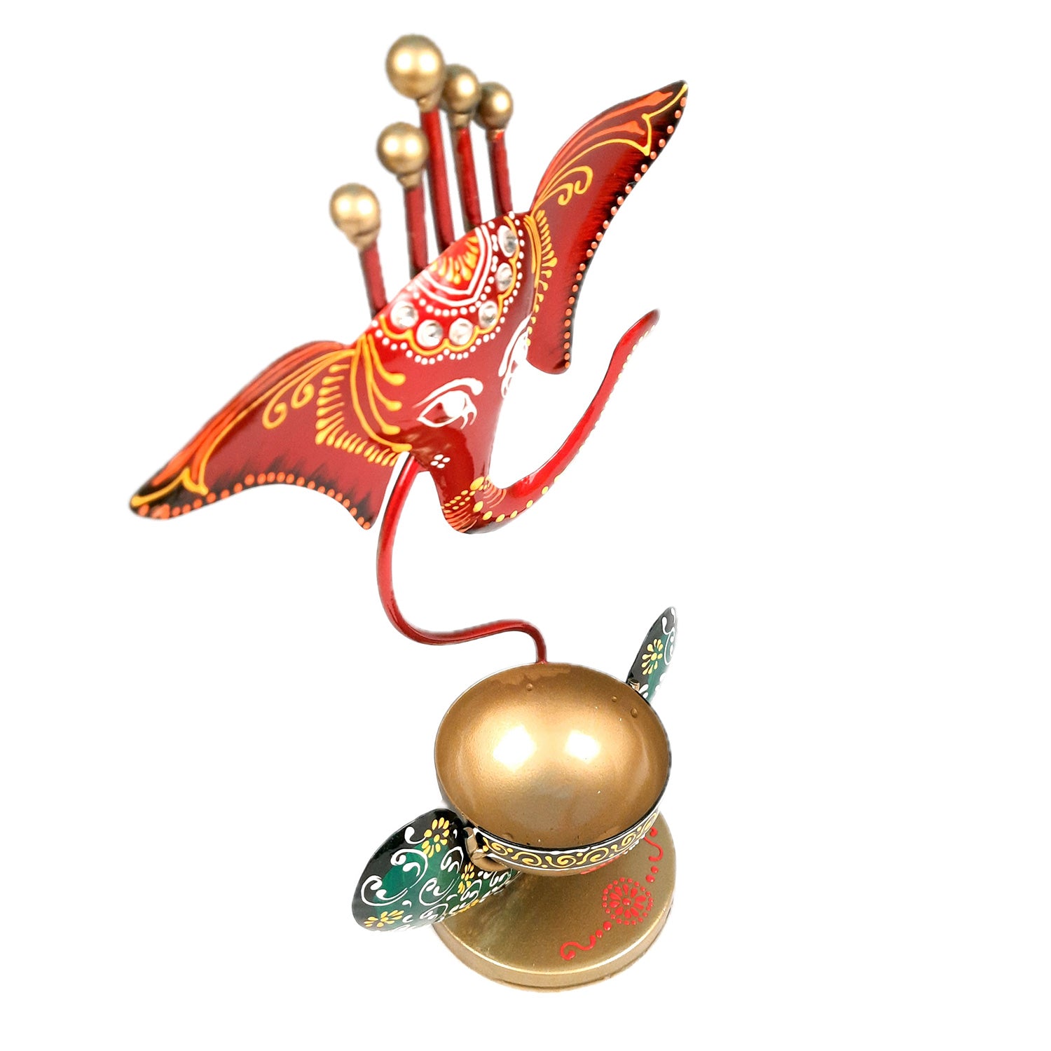 Candle TeaLight Holder - Ganesha Design | Tea Light Candle Stand - For Home, Table, Living Room, Dining room, Bedroom Decor | For Diwali Decoration & Gifts - 11 Inch - apkamart #Color_Red