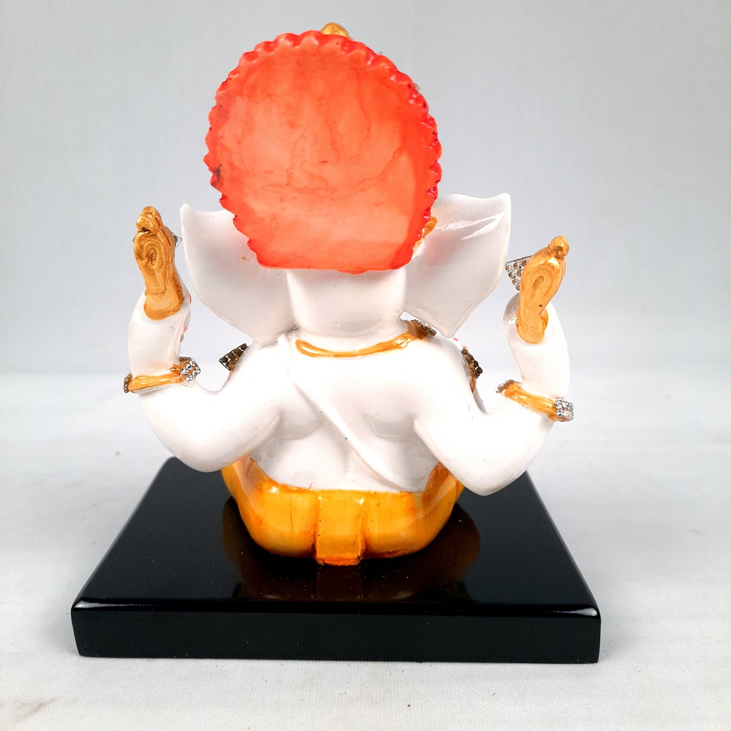 Ganesh Statue With Stone Work | Ganesha Idol Marble Look | Ganpati Murti - Puja, Home, Office Desk, Table Decor, Diwali Gift - 6 Inch - apkamart #Color_Yellow