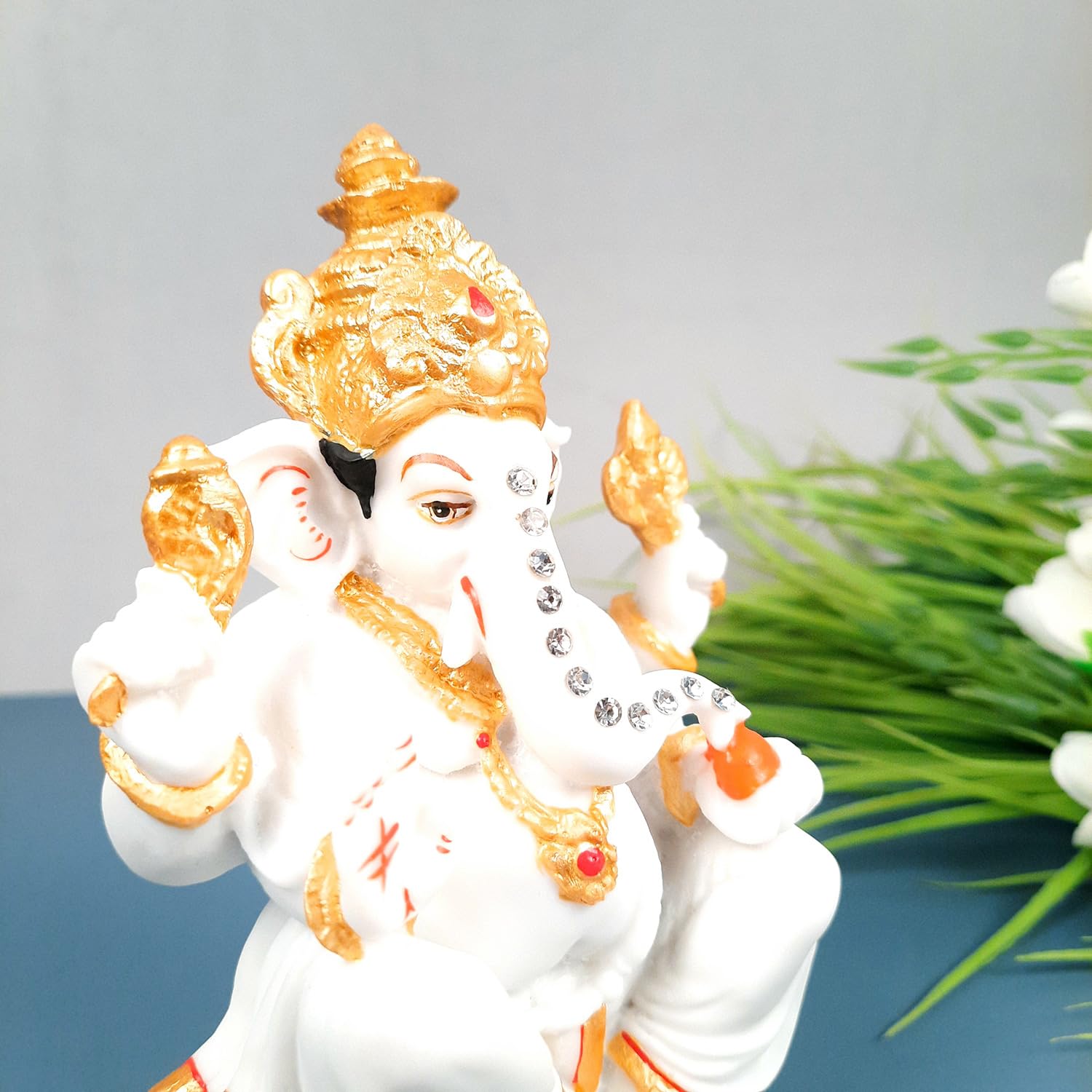 Ganesh Statue With Marble Finish | Exclusive Ganesha Murti | Ganpati Idol - Puja, Home, Office Desk, Table Decor, Diwali Gift - 5 Inch - apkamart #Style_design 3