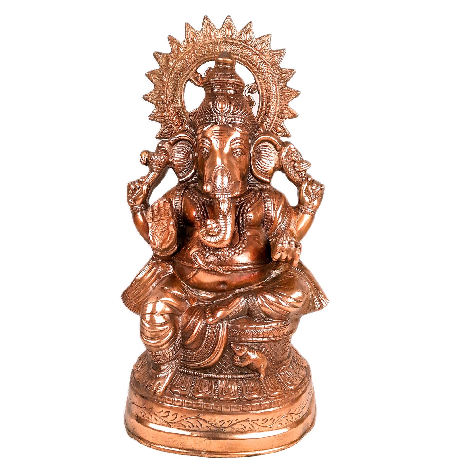 Lord Ganesh Idol | Ganesha Idol Big Size - for Home, Living Room, Entrance, Main Door | Metal Ganesh Art for Religious & Spiritual Decor | Diwali & Housewarming Gift - 23 Inch - Apkamart