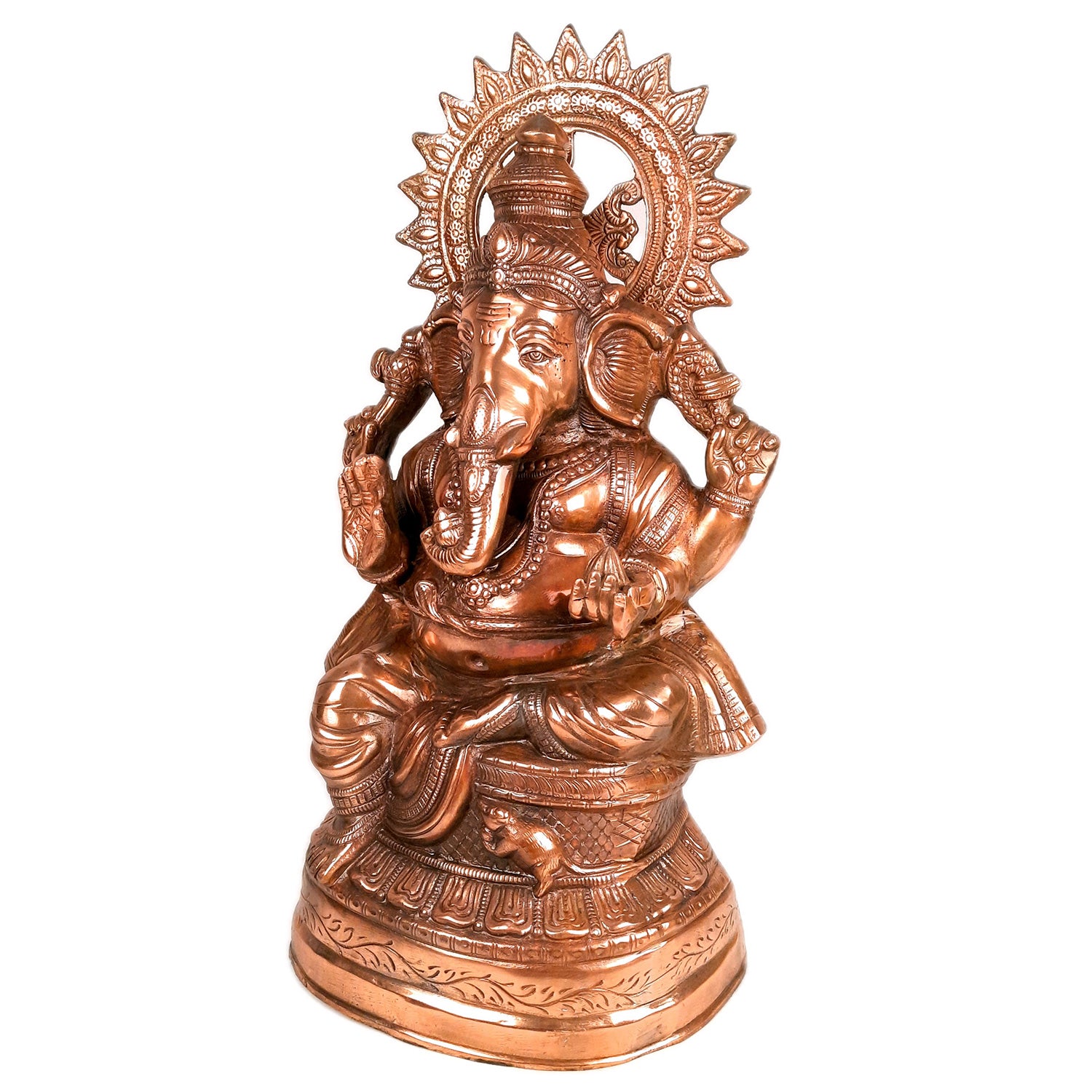 Lord Ganesh Idol | Ganesha Idol Big Size - for Home, Living Room, Entrance, Main Door | Metal Ganesh Art for Religious & Spiritual Decor | Diwali & Housewarming Gift - 23 Inch - Apkamart