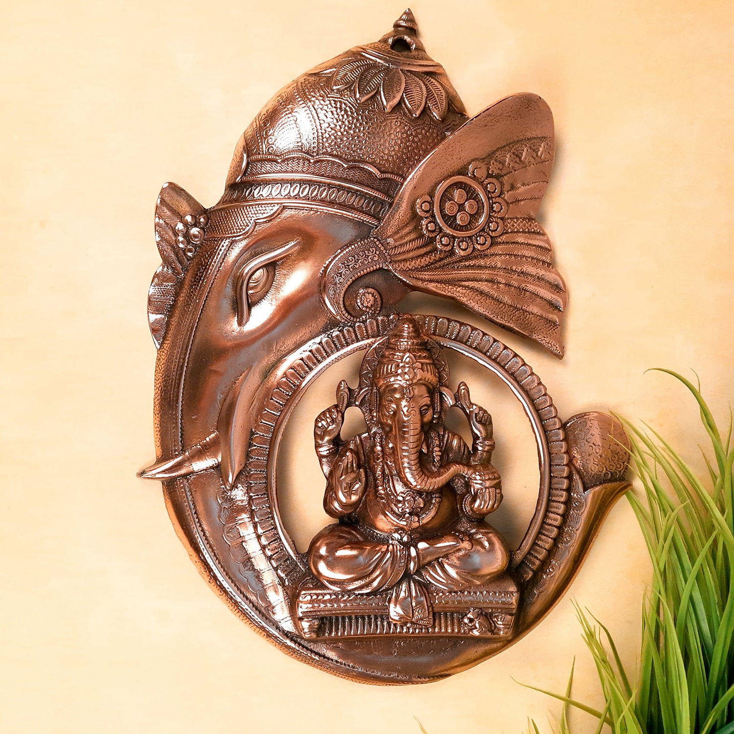 Ganesh Statue Wall Hanging | Ganesha Wall Decor Murti Metal - for Entrance Door | Vastu Ganesha Wall Idol - for Home, Puja & Religious Decor - 17 Inch - Apkamart