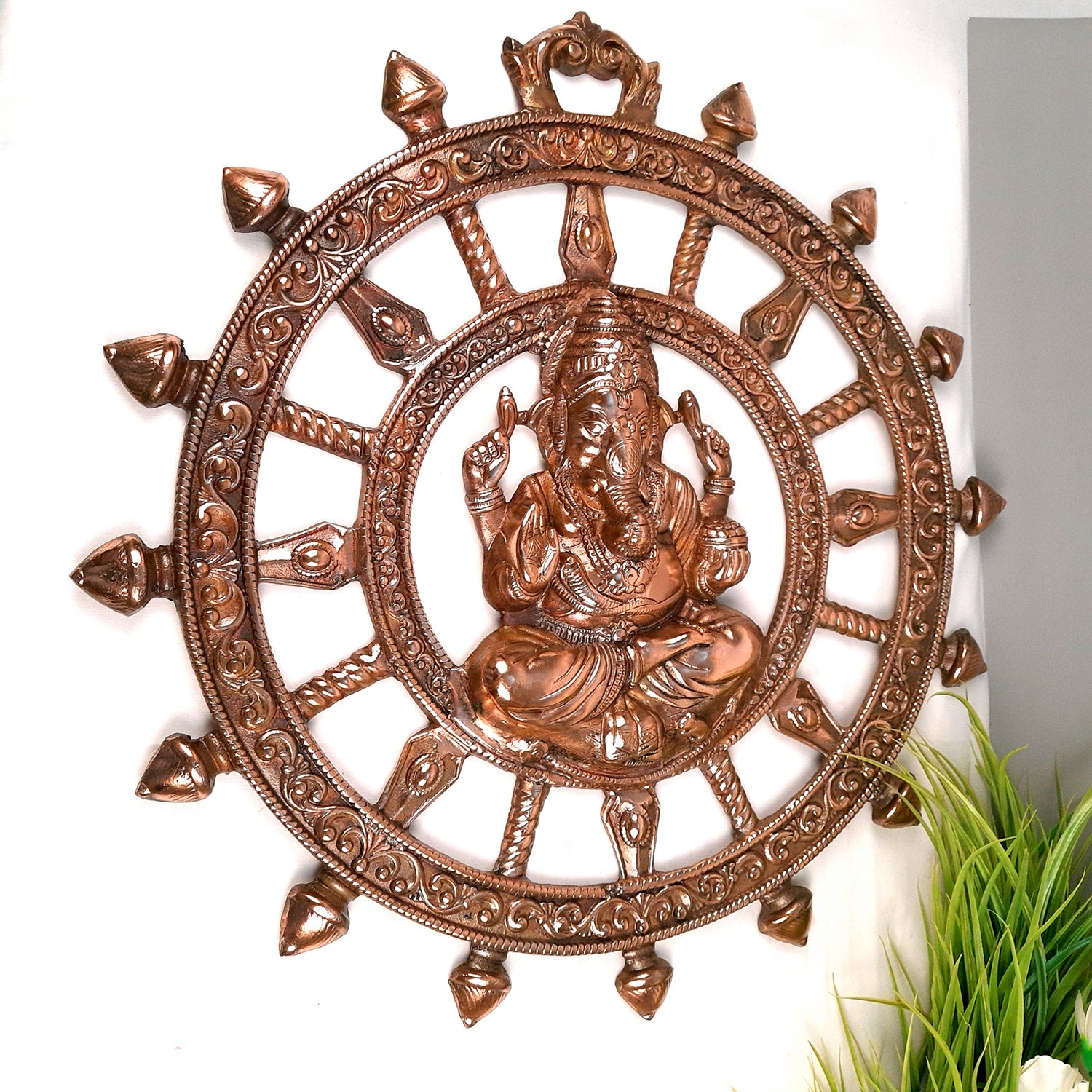 Ganesh Statue Wall Hanging | Ganesha Wall Decor Murti for Entrance Door | Vastu Ganesha Wall Idol - for Home, Puja & Religious Decor - 24 Inch - Apkamart