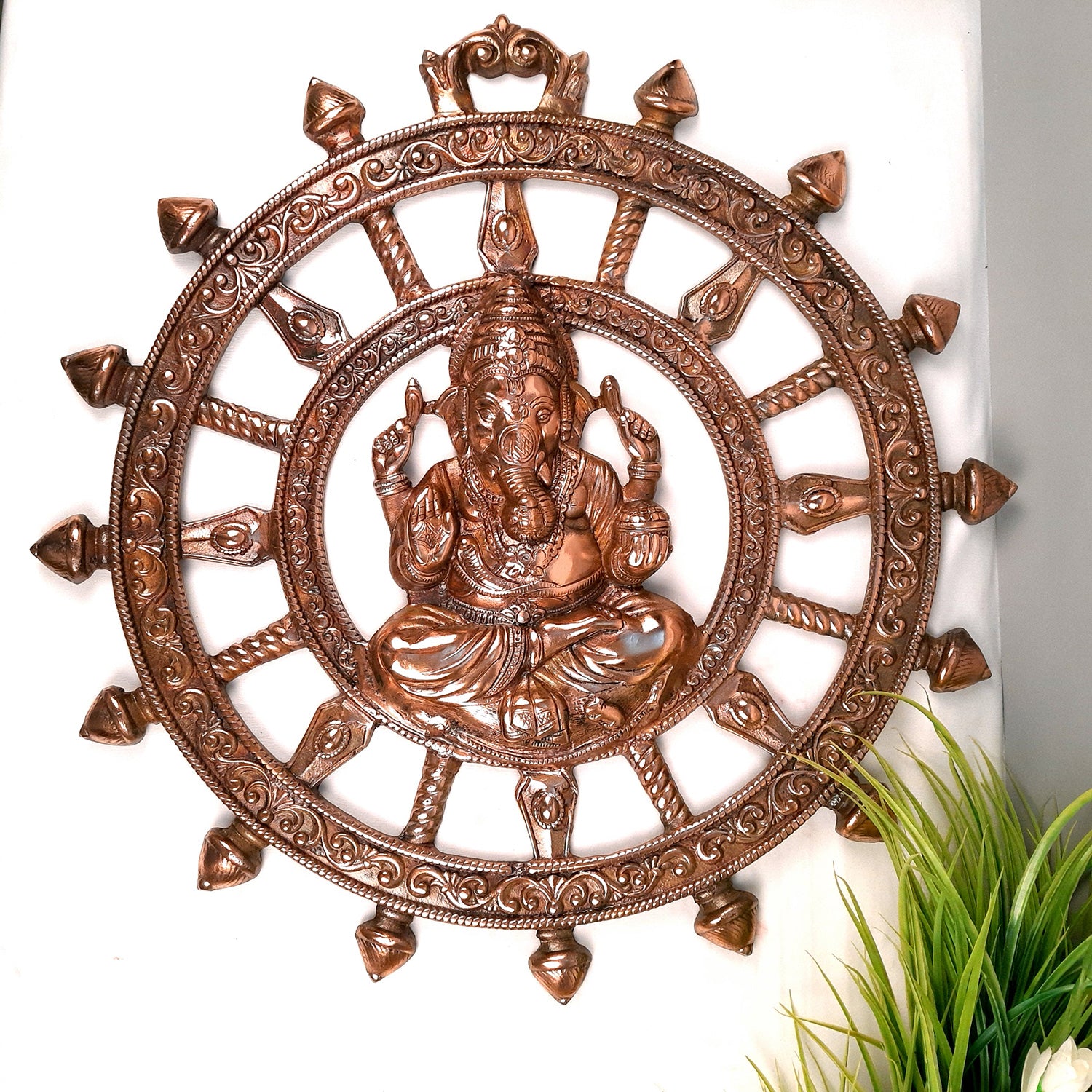 Ganesh Statue Wall Hanging | Ganesha Wall Decor Murti for Entrance Door | Vastu Ganesha Wall Idol - for Home, Puja & Religious Decor - 24 Inch - Apkamart