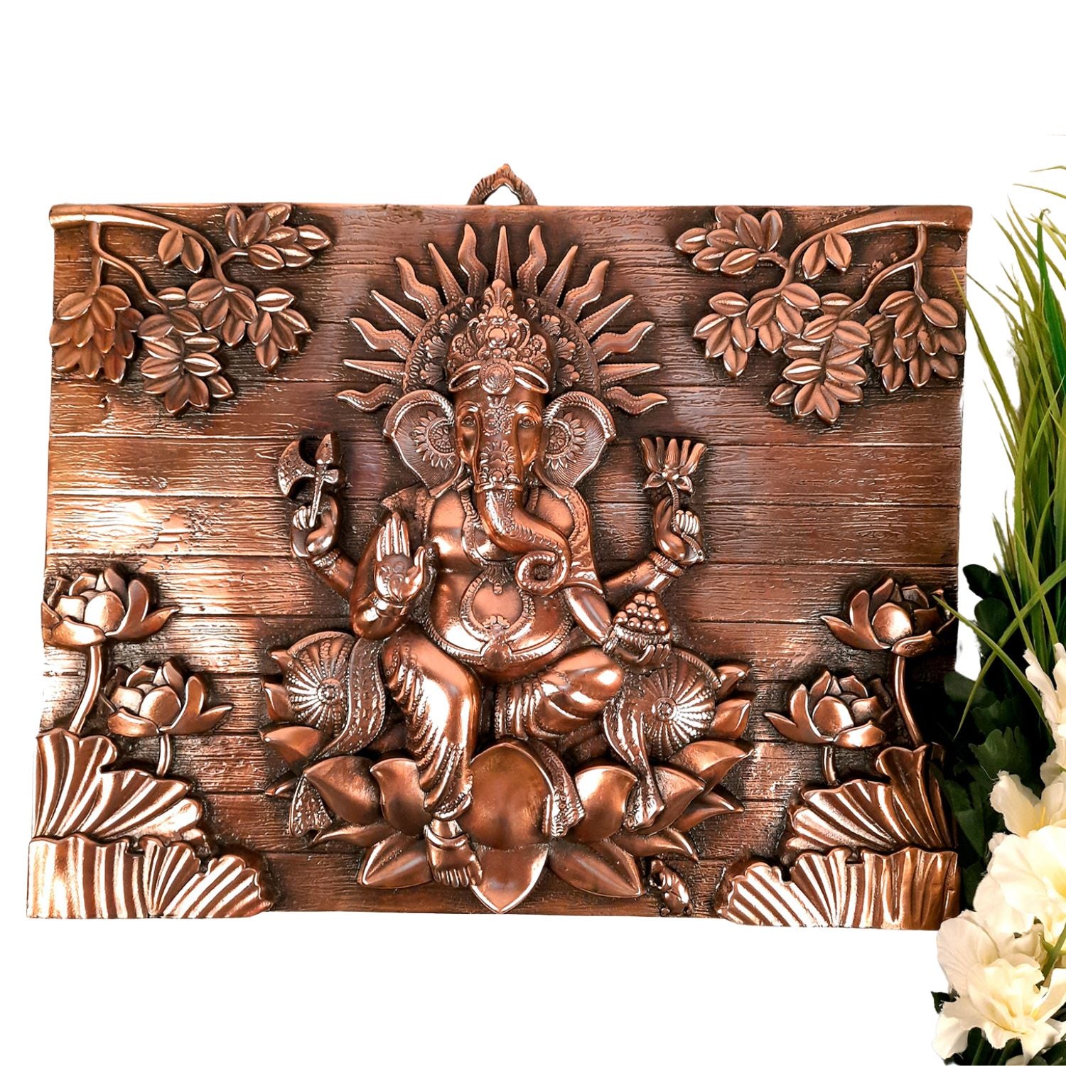 Ganesh Wall Hanging Idol | Lord Ganesha Wall Decor for Big Walls - For Puja, Home, Entrance, Big Walls, Living Room & Gift - 24 Inch - Apkamart