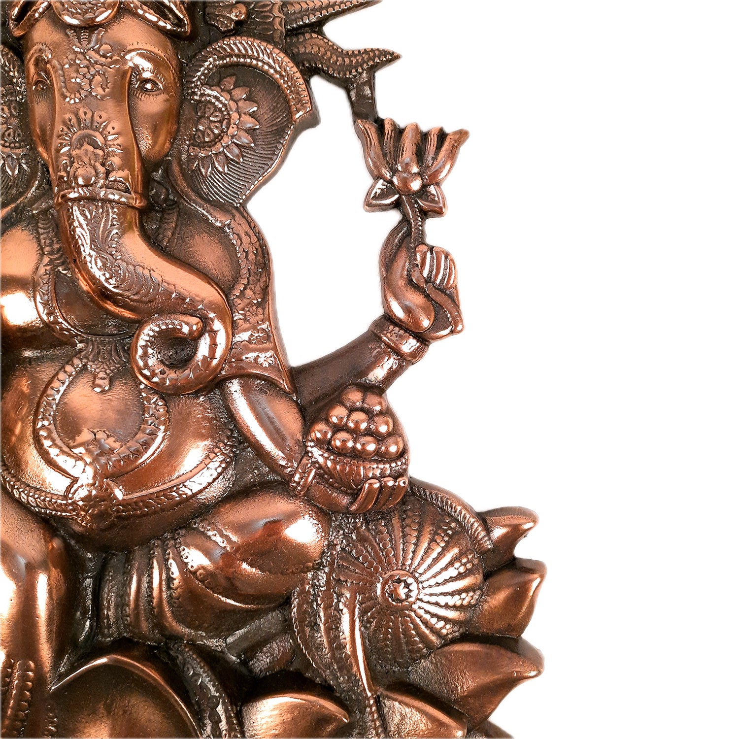 Ganesh Wall Hanging Idol - Sitting on Lotus/Kamal Design | Lord Ganesha Wall Decor - For Puja, Home, Entrance, Big Walls, Living Room & Gift - 19 Inch - Apkamart