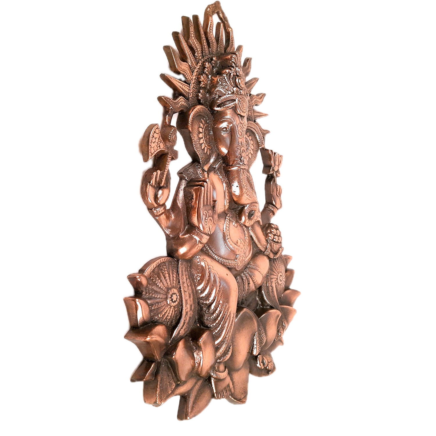 Ganesh Wall Hanging Idol - Sitting on Lotus/Kamal Design | Lord Ganesha Wall Decor - For Puja, Home, Entrance, Big Walls, Living Room & Gift - 19 Inch - Apkamart