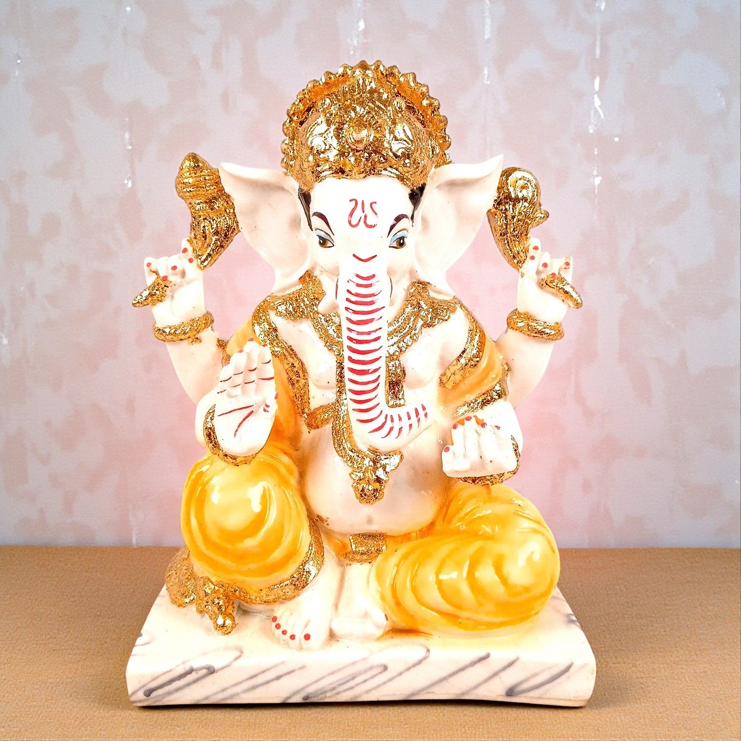 Ganesh Ji Statue | Lord Ganesha Idol for Home, Pooja Room & Vastu | Religious Table Decor, Diwali & Housewarming Gift - 9 Inch - Apkamart