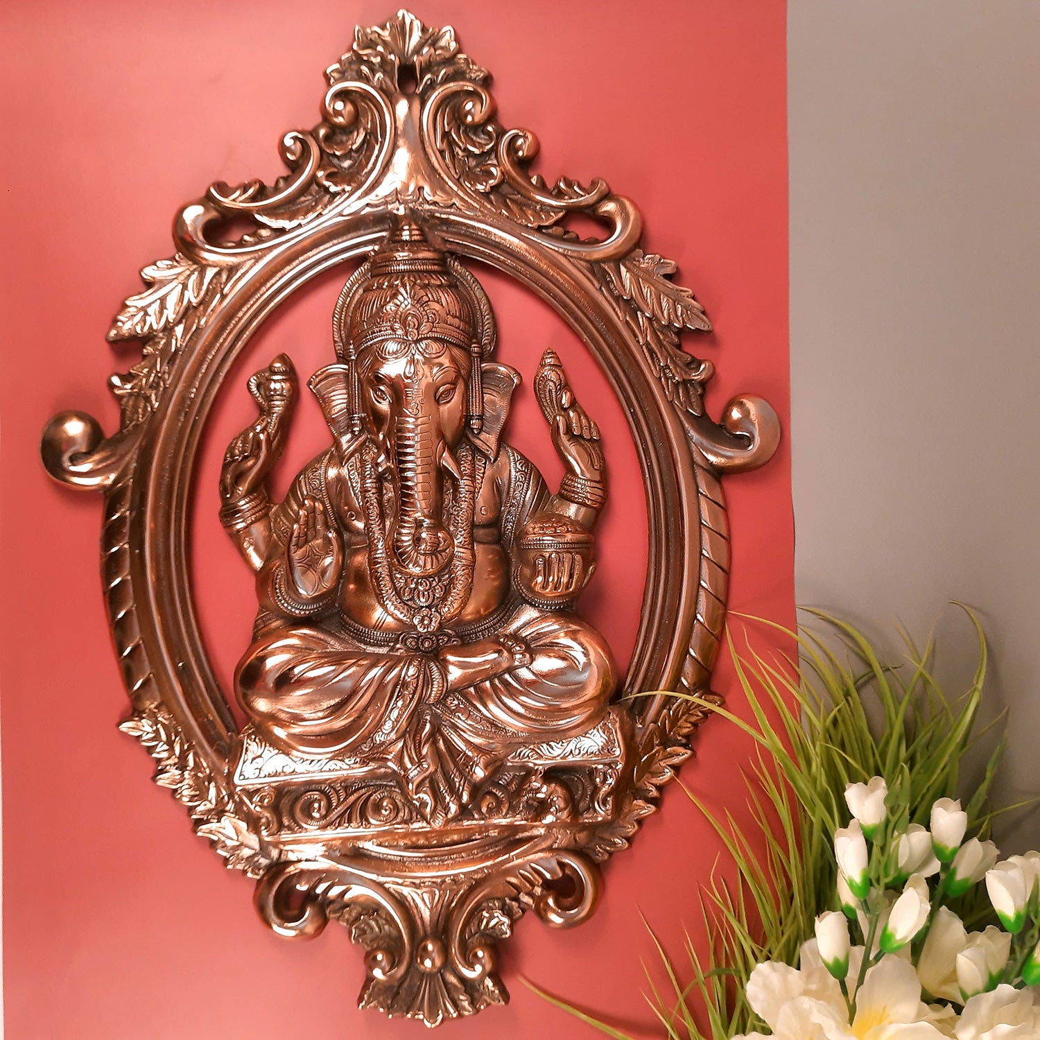 Ganesh Idol Wall Hanging | Big Lord Ganesha Wall Statue Decor | Religious & Spiritual Wall Art - For Puja, Home & Entrance Living Room & Gift - Apkamart