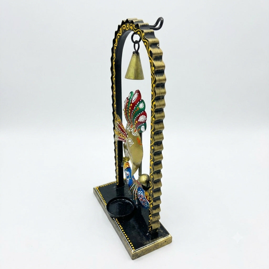 Ganesh Candle Holder Wall Hanging & Table Decor | Handcrafted Metal Tealight Holder for Home, Pooja Room, Diwali & Housewarming Gift-12 Inch