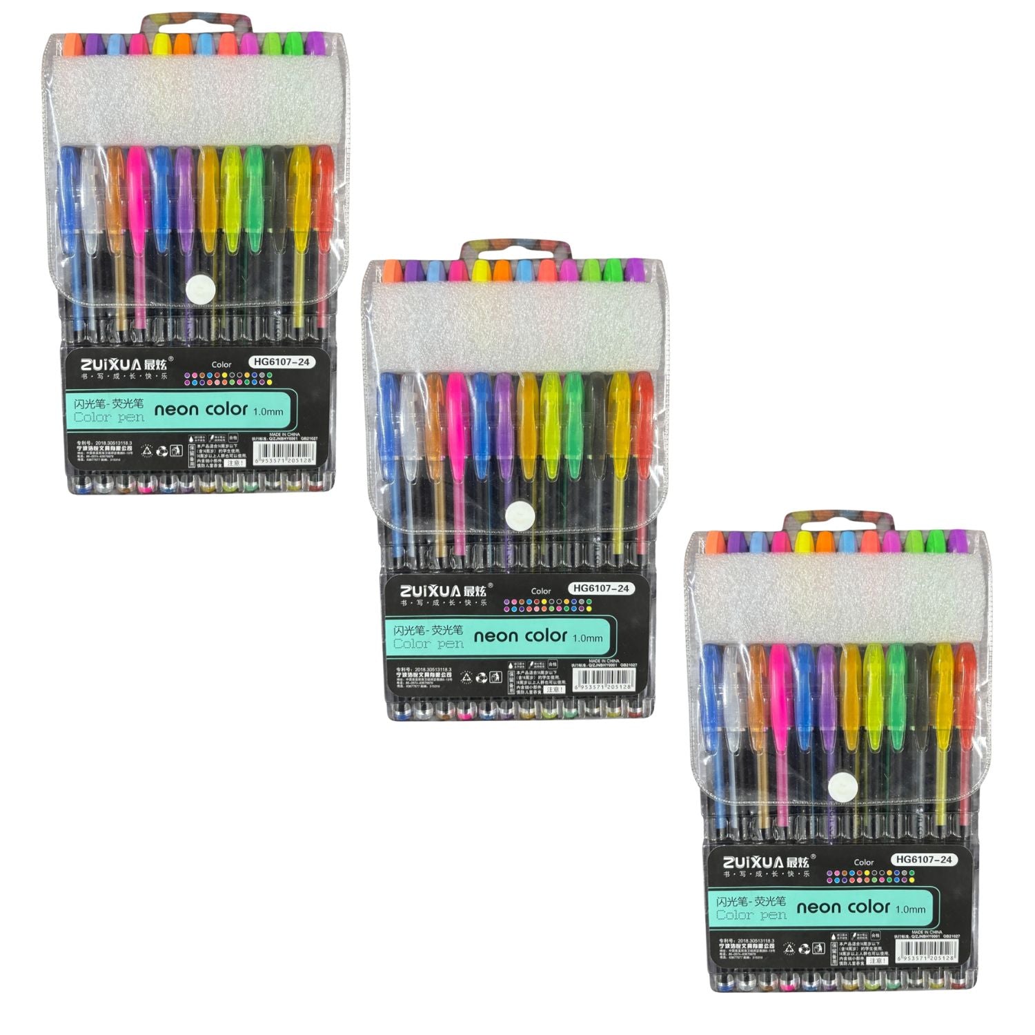 Neon Gel Pen Set | 24 Fluorescent Highlighter Gel Pens in Each Pack | Smooth Writing & Drawing Pens for Kids, Students, Artists, Art & Craft Stationery - Apkamart #Style_Pack Of 3