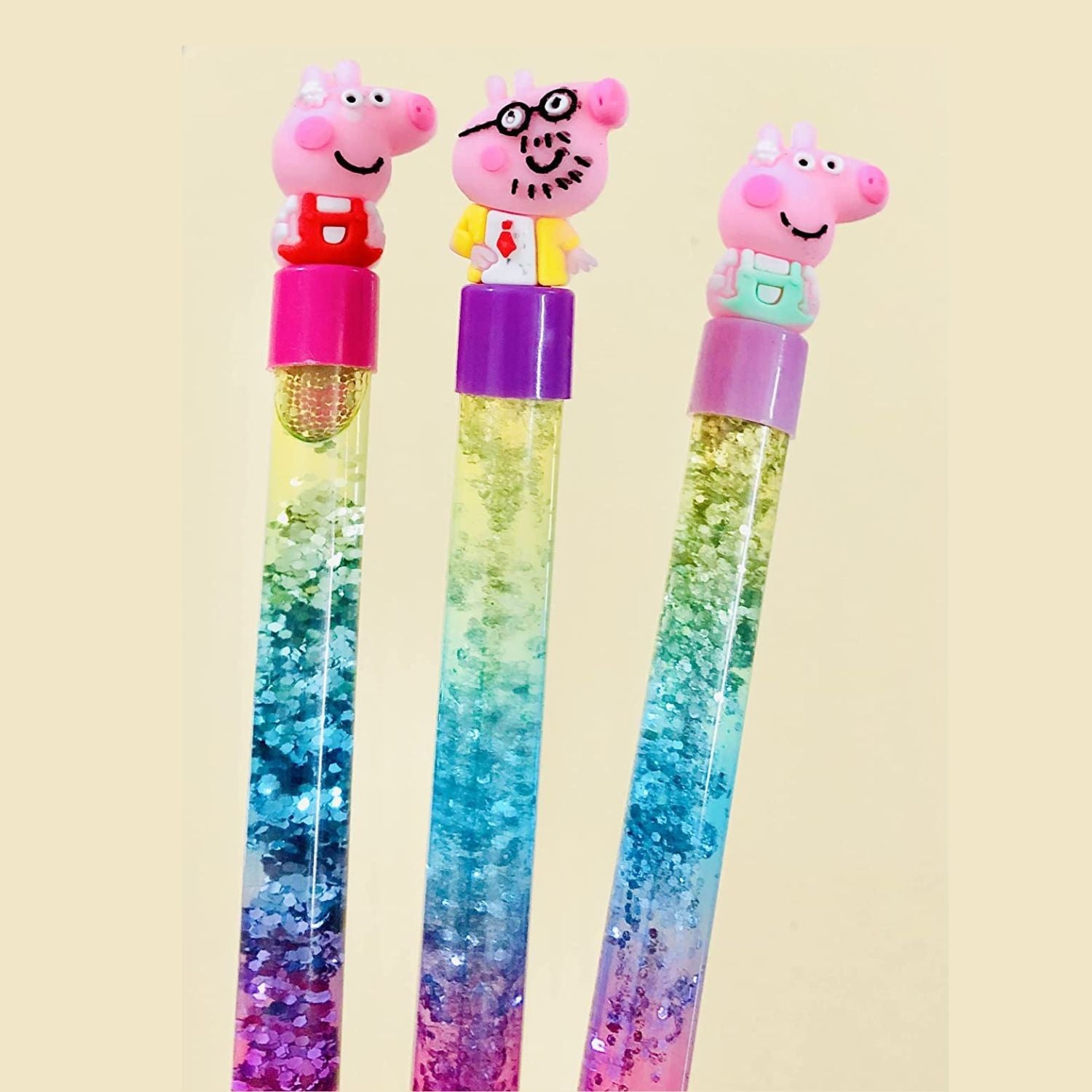 Glitter Gel Pen | Fancy Pen - Unicorn & Peppa Pig Design - for Kids, Girls, Boys, Students, School, Birthday Gift & Return Gifts - Apkamart 