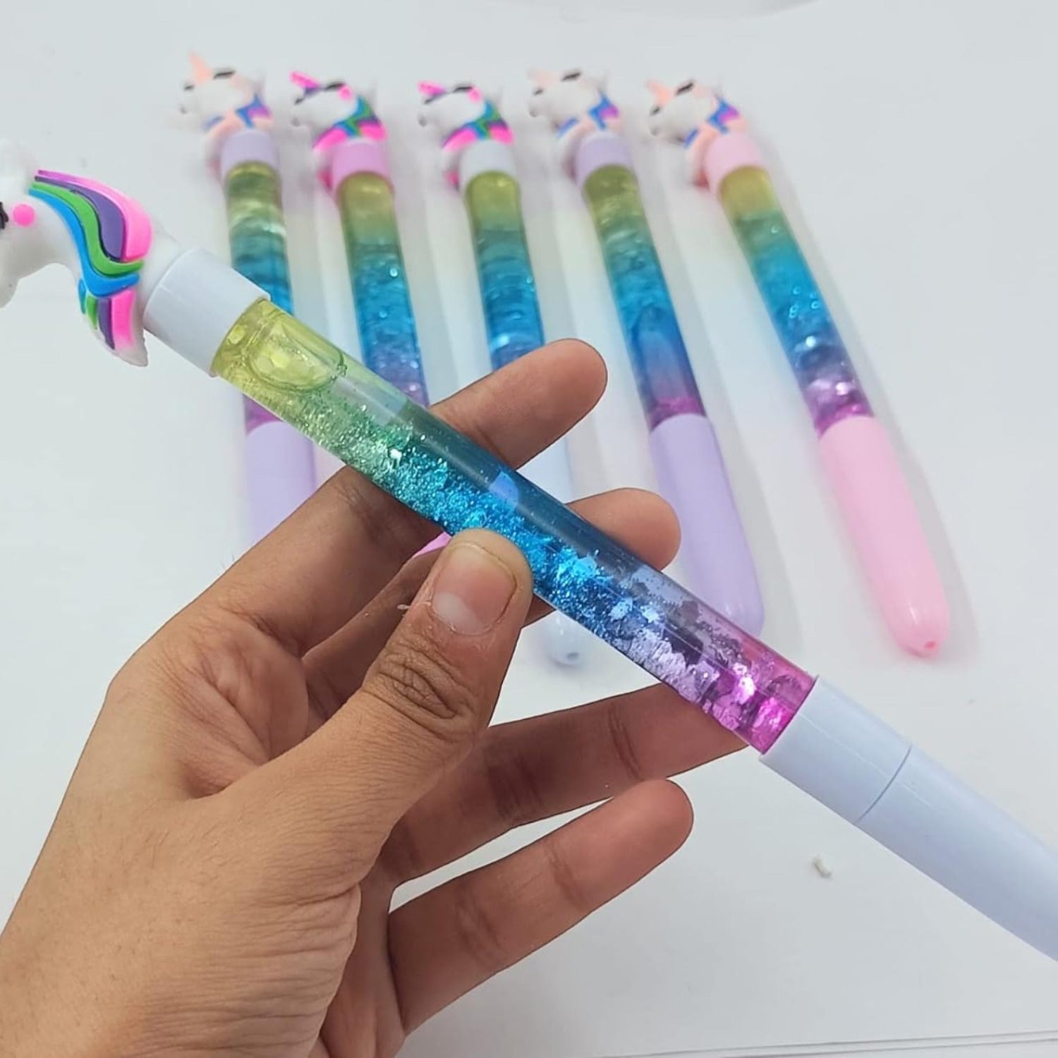 Glitter Gel Pen | Fancy Pen - Unicorn & Peppa Pig Design - for Kids, Girls, Boys, Students, School, Birthday Gift & Return Gifts - Apkamart
