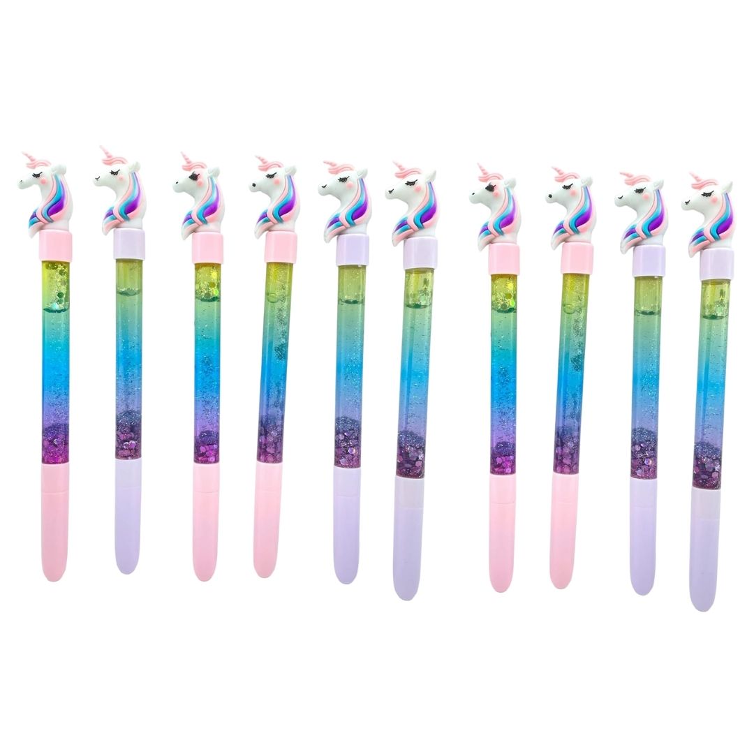 Glitter Gel Pen | Fancy Pen - Unicorn & Peppa Pig Design - for Kids, Girls, Boys, Students, School, Birthday Gift & Return Gifts - Apkamart #Style_pack of 10