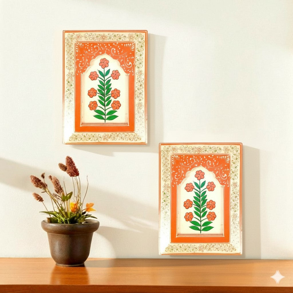 Handcrafted Wooden Painting Frame | Decorative Wall Hanging for Home & Living Room Decor | Wooden Art Frame | Traditional Wall Art - 12 Inch (Pack Of 2) - Apkamart
