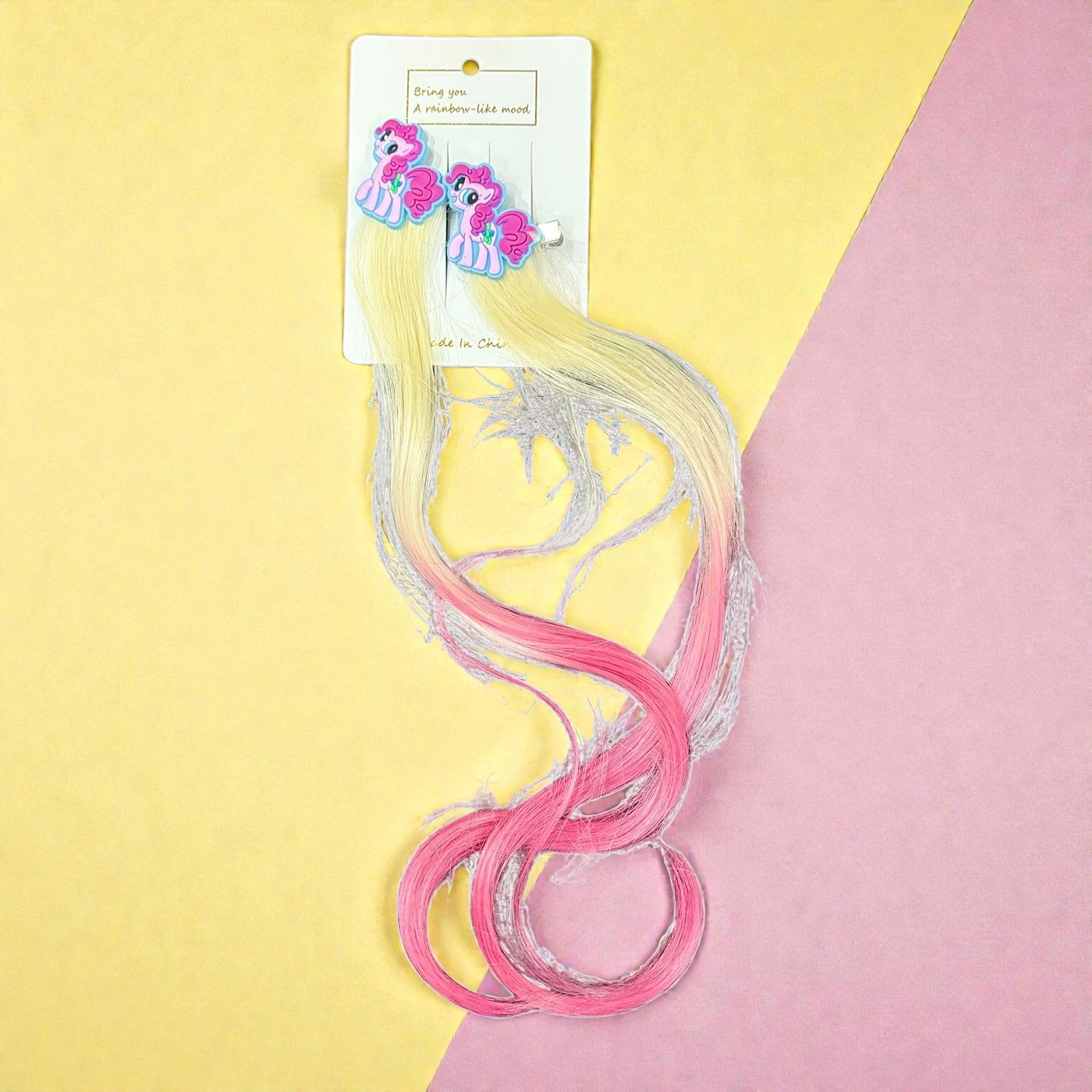 Artificial Nylon Rainbow Color Hair Extensions For Girls With Cartoon Alligator Clip Colorful Hair Tinsel Highlighter Streaks For Kids Party Styling Reusable Soft - Apkamart