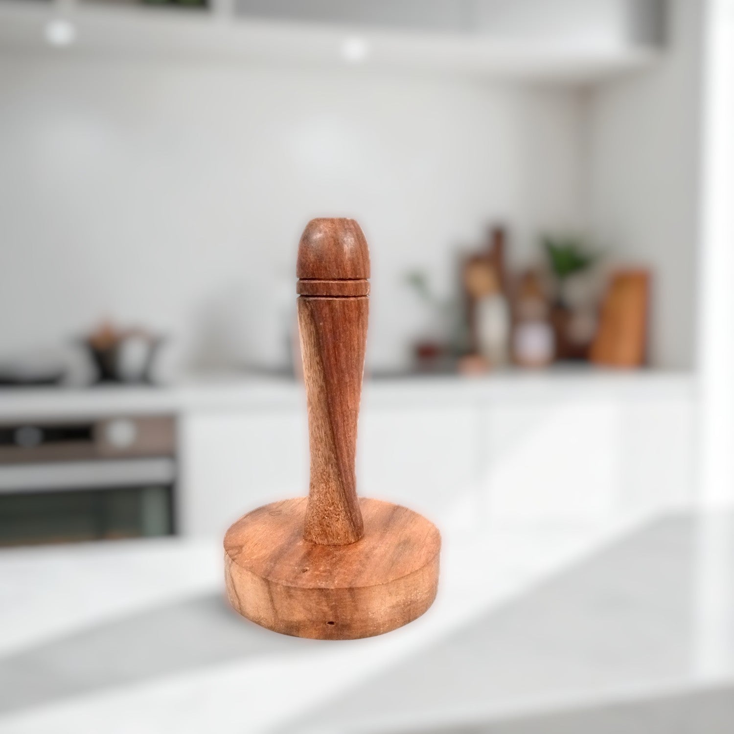 Wooden Hand Masher | Roti Presser | Paratha Sekni - For Parantha, Vegetable, Potato, Pav Bhaji | For Home & Kitchen - 5 Inch (Pack of 2) - Apkamart