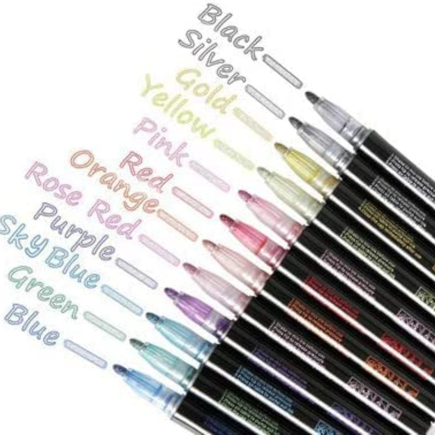 Marker Highlighters Pen | Out Line Pens in 12 Colors - for Girls, Boys, School, Crafts, Drawing, Birthday Gift & Return Gifts - Apkamart