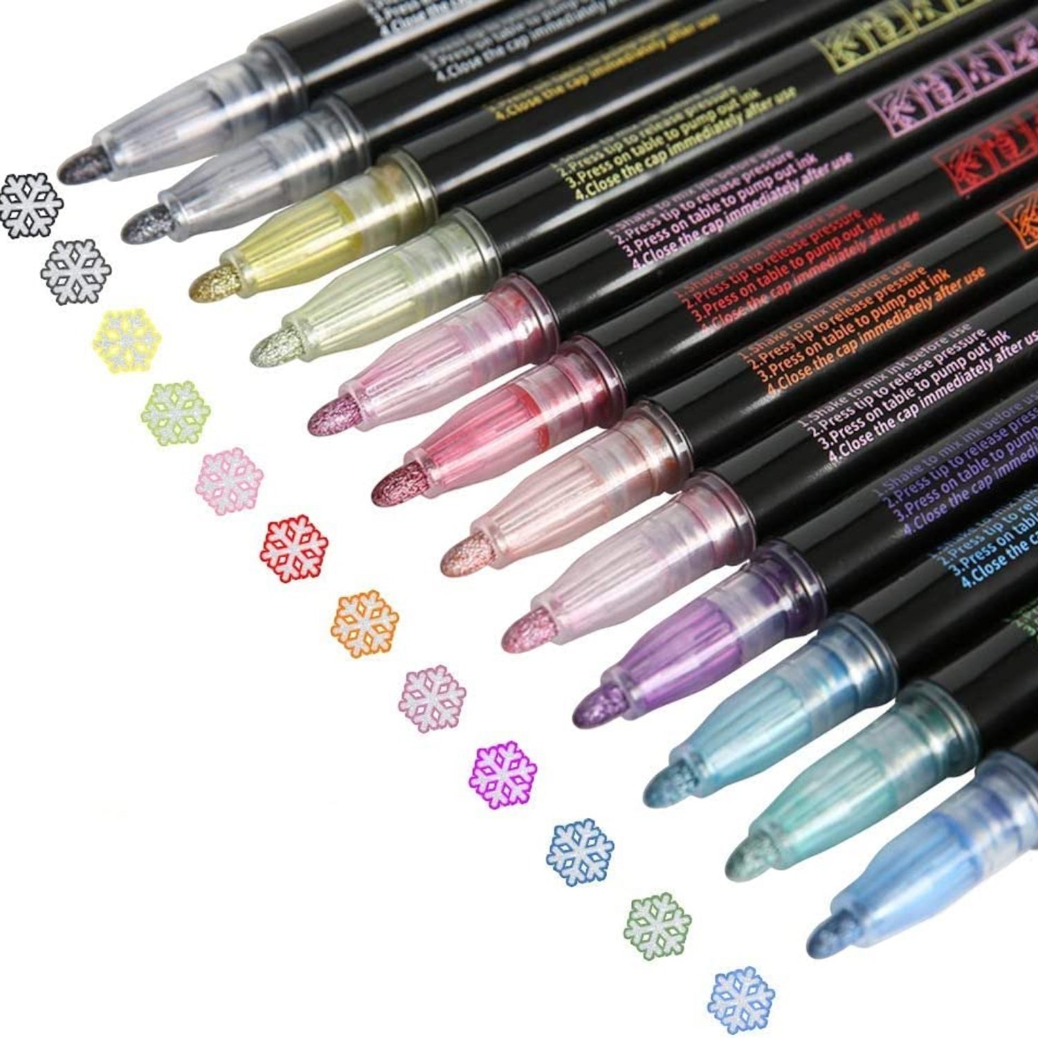 Marker Highlighters Pen | Out Line Pens in 12 Colors - for Girls, Boys, School, Crafts, Drawing, Birthday Gift & Return Gifts - Apkamart