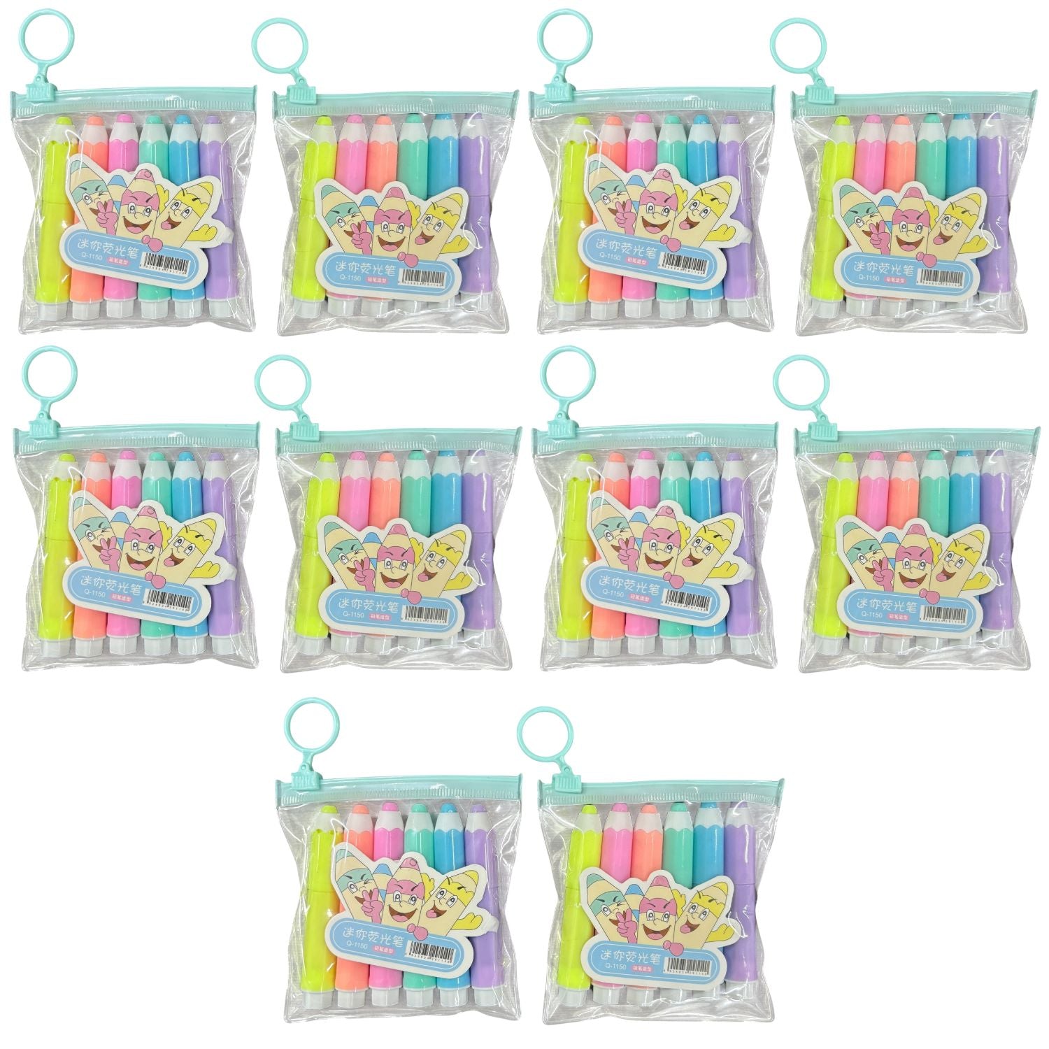 Highlighter Set | 6 Multicolor Pens in Each Set | Cute Pencil Shape Highlighters for Kids | Fun Stationery for School, Drawing, Art, Study & Return Gifts - Apkamart #Style_Pack Of 10