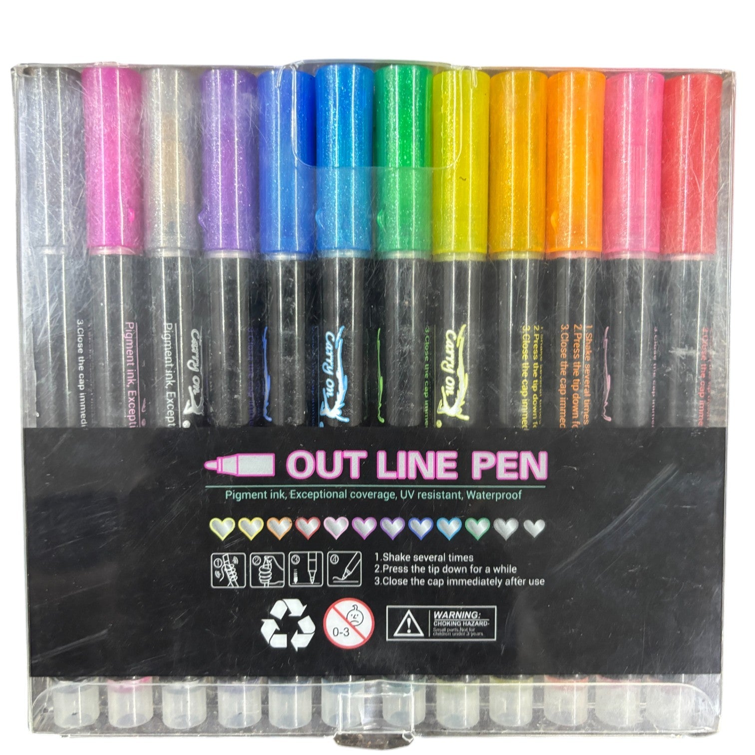 Marker Highlighters Pen | Outline Pens in 12 Colors in Each Pack – Dual Tone Metallic Markers for Kids, Girls, Boys, Students, Drawing, Birthday & Return Gifts - Apkamart #Style_Pack Of 1
