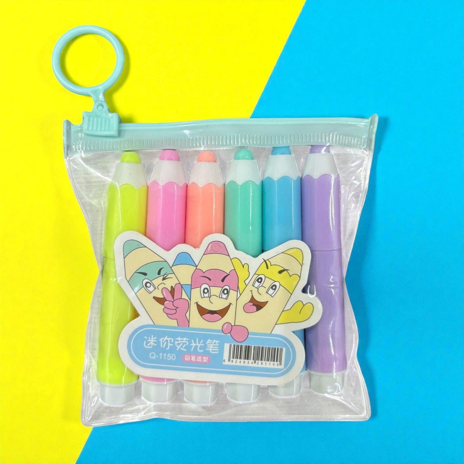 Highlighter Set | 6 Multicolor Pens in Each Set | Cute Pencil Shape Highlighters for Kids | Fun Stationery for School, Drawing, Art, Study & Return Gifts - Apkamart #Style_Pack Of 1