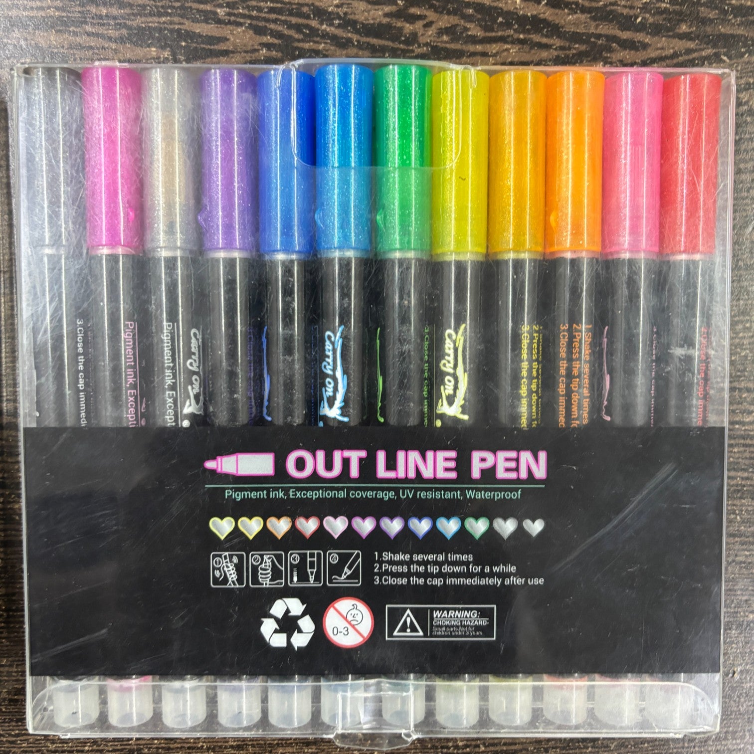 Marker Highlighters Pen | Outline Pens in 12 Colors in Each Pack – Dual Tone Metallic Markers for Kids, Girls, Boys, Students, Drawing, Birthday & Return Gifts