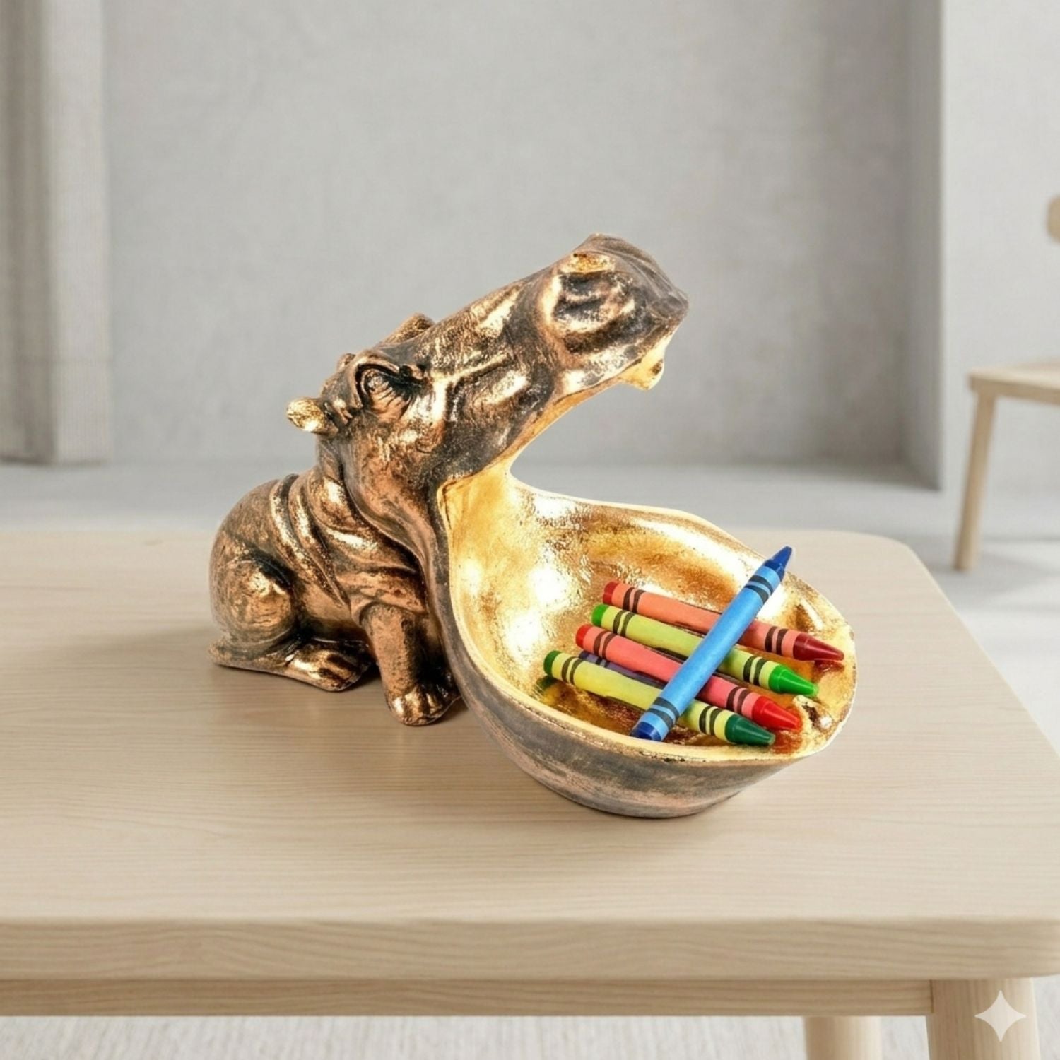 Big Mouth Hippopotamus Statue | Hippo Showpiece for Vastu & Home Décor | Decorative Animal Figurine for Living Room, Office Table & Gifting - 10 Inch - Apkamart