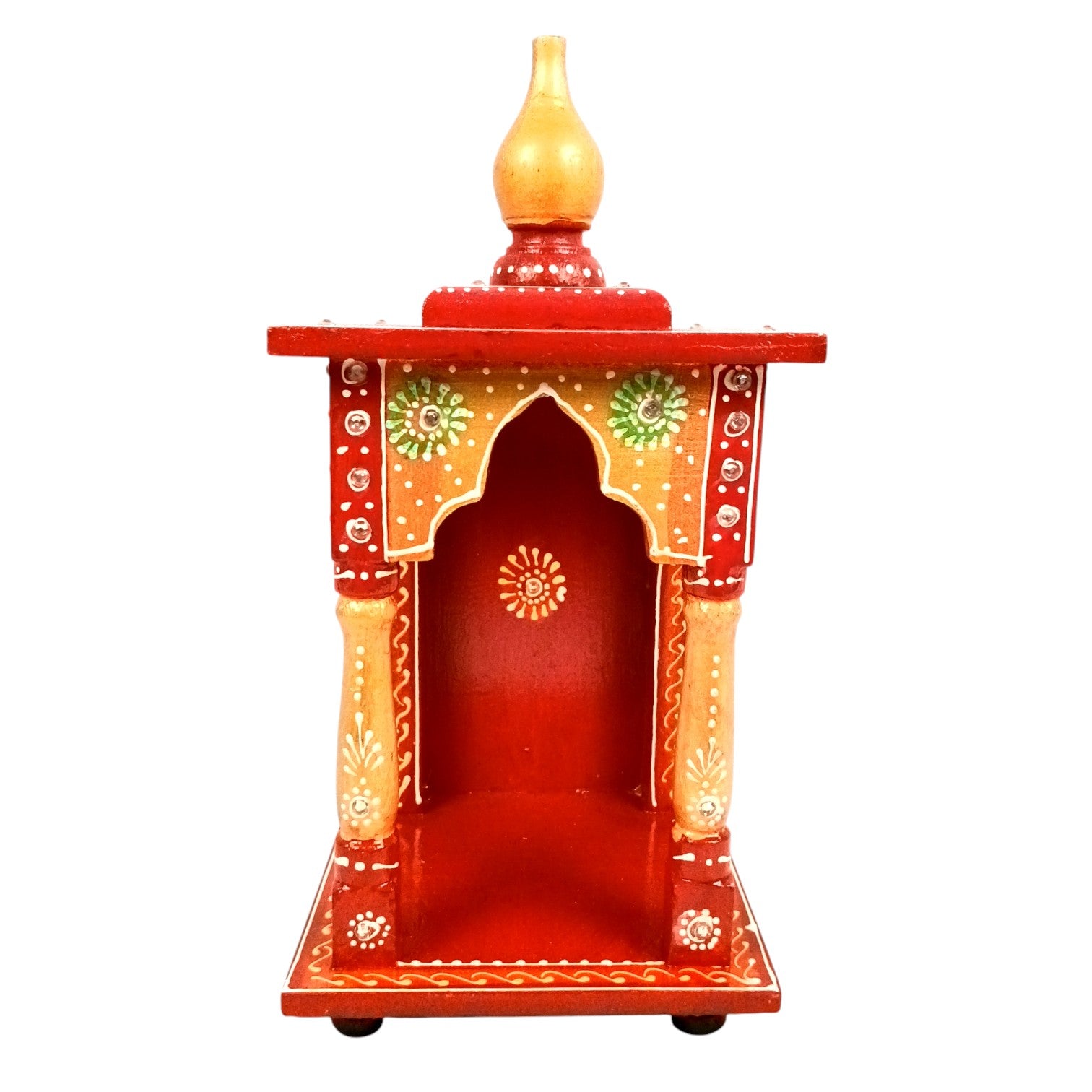 Wooden Temple | Wooden Mandir for Home & Office | Single Idol Pooja Mandir – Compact & Handcrafted Temple for One God Idol – Ideal for Puja Room, Gift & Home Decor - 12 Inch - Apkamart