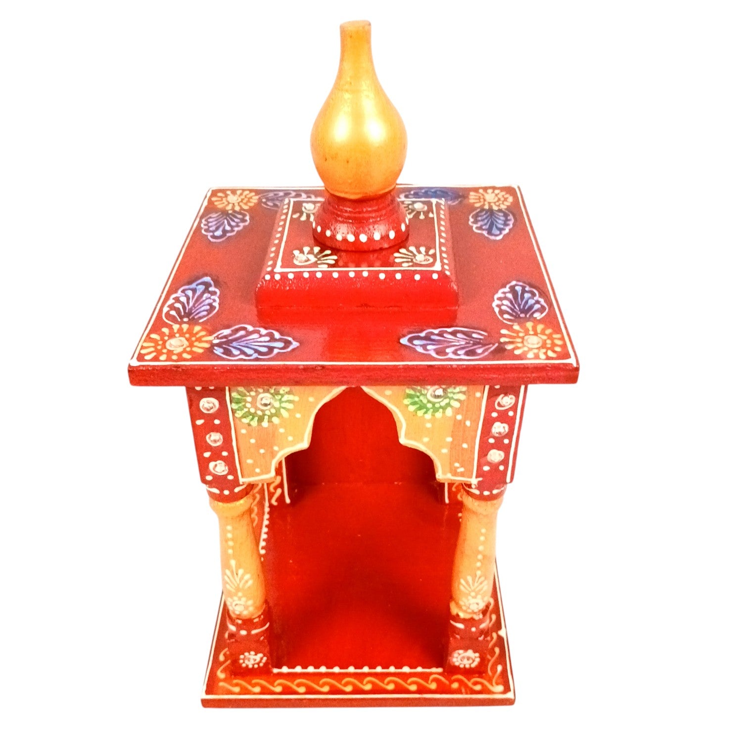 Wooden Temple | Wooden Mandir for Home & Office | Single Idol Pooja Mandir – Compact & Handcrafted Temple for One God Idol – Ideal for Puja Room, Gift & Home Decor - 12 Inch - Apkamart