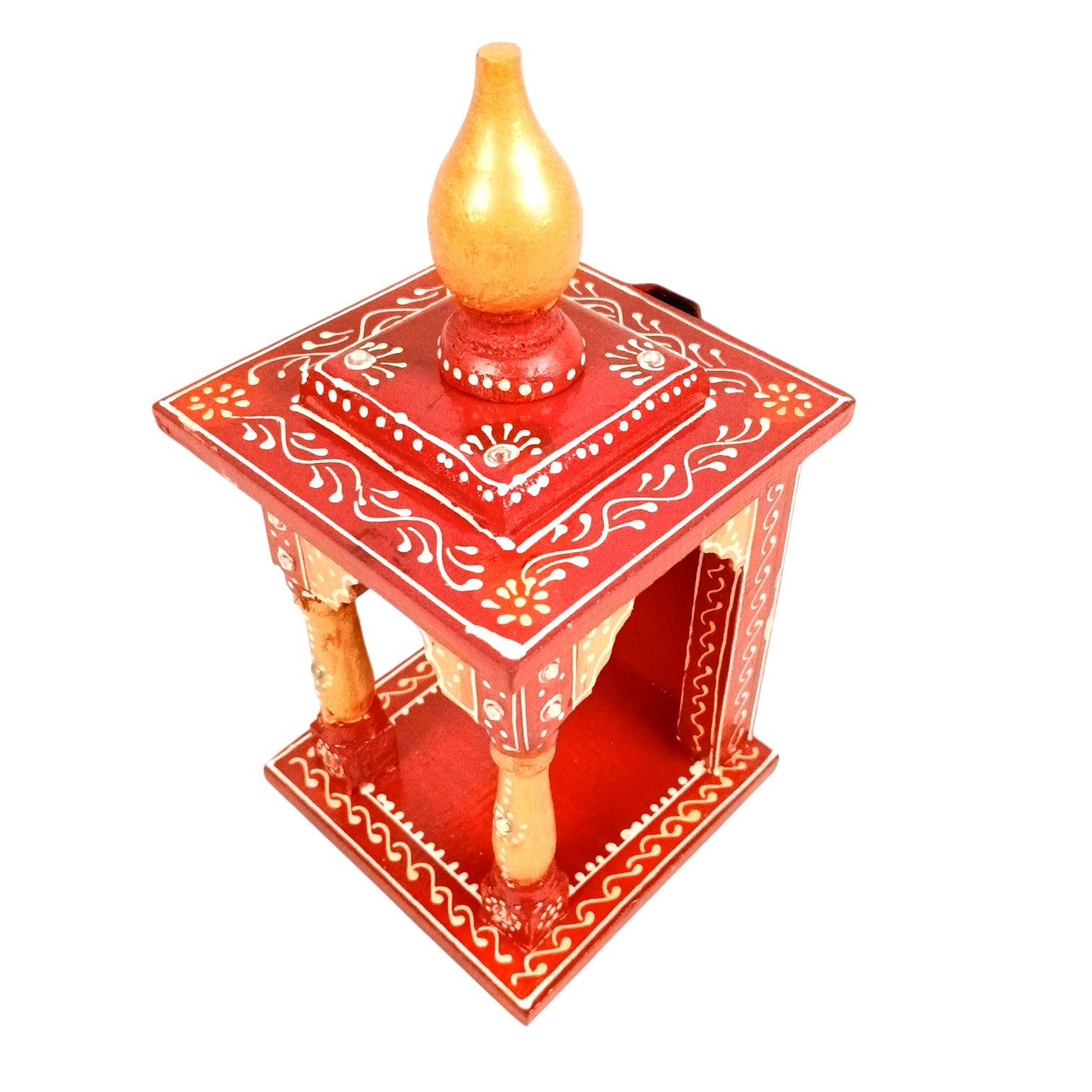 Wooden Temple | Wooden Mandir for Home & Office | Single Idol Pooja Mandir – Compact & Handcrafted Temple for One God Idol – Ideal for Puja Room, Gift & Home Decor - 10 Inch - Apkamart