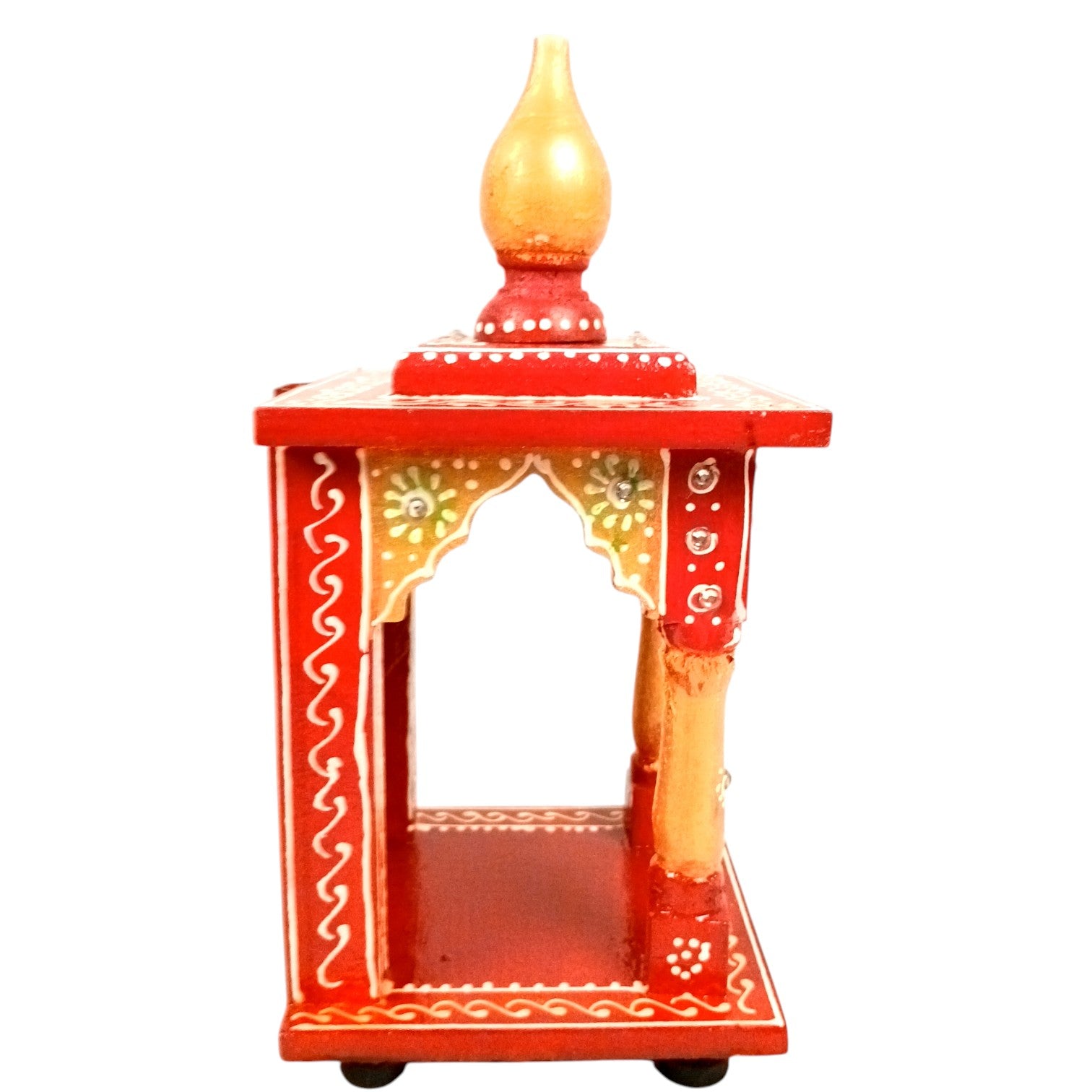 Wooden Temple | Wooden Mandir for Home & Office | Single Idol Pooja Mandir – Compact & Handcrafted Temple for One God Idol – Ideal for Puja Room, Gift & Home Decor - 10 Inch - Apkamart