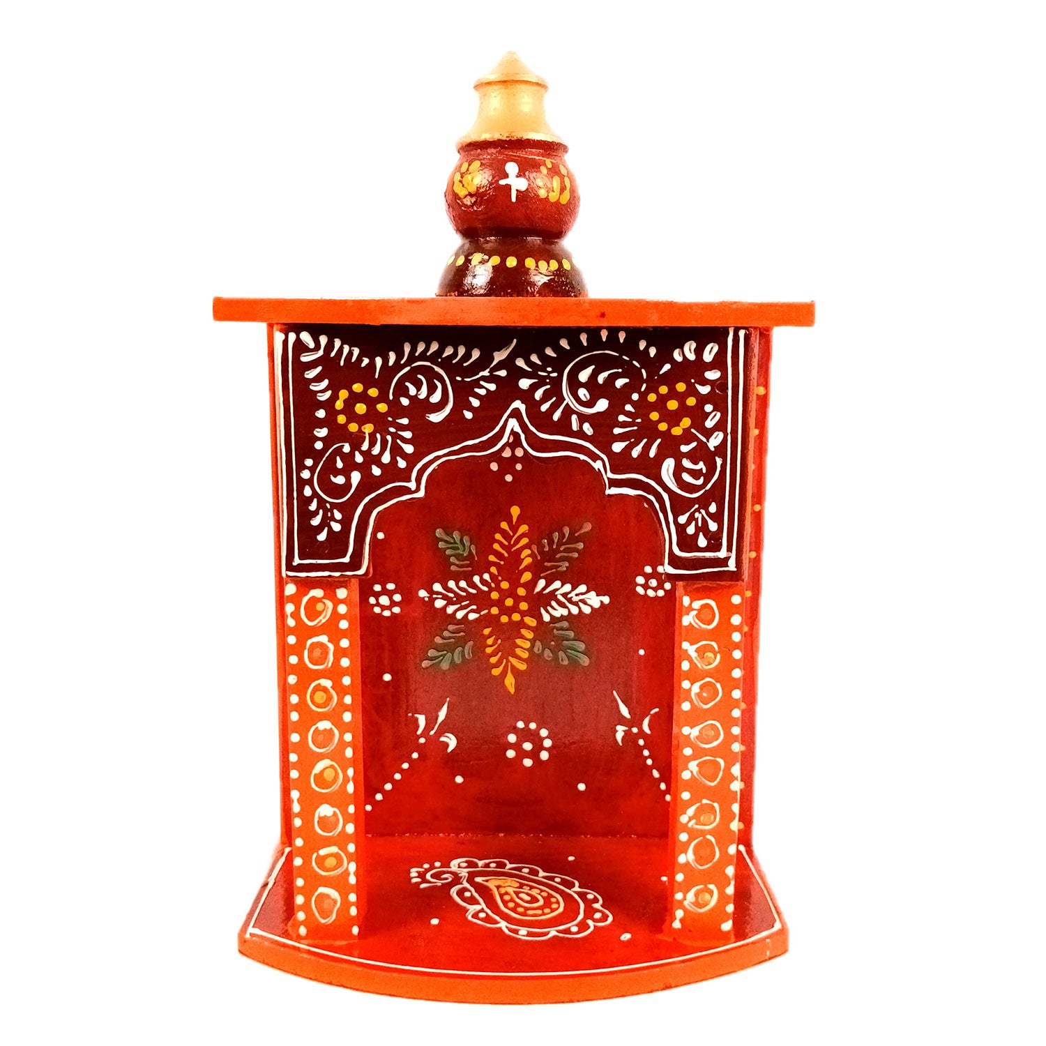 Home Temple | Pooja Mandir Small | Wooden Wall Mounted Puja Unit / Stand - for God, House, Office & Shop - 11 Inch - Apkamart